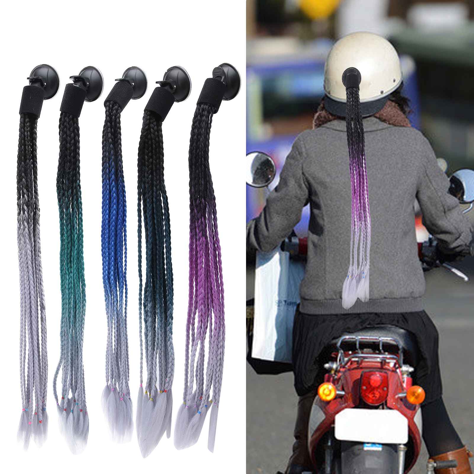 Casco Moto Dreadlocks Stile Punk Ventosa Casco Moto Capelli D HAO - Foto 10 di 20