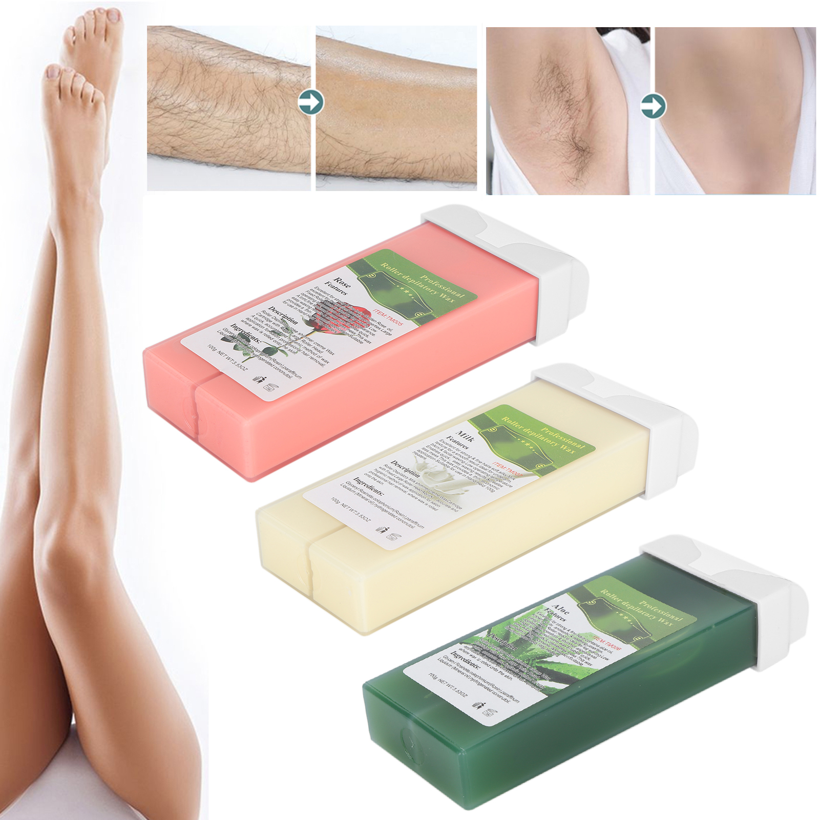 100g Hair Removal Roll On Wax Body Leg Chest Bikini Armpit Depilatory Wax Roller - Picture 14 of 21