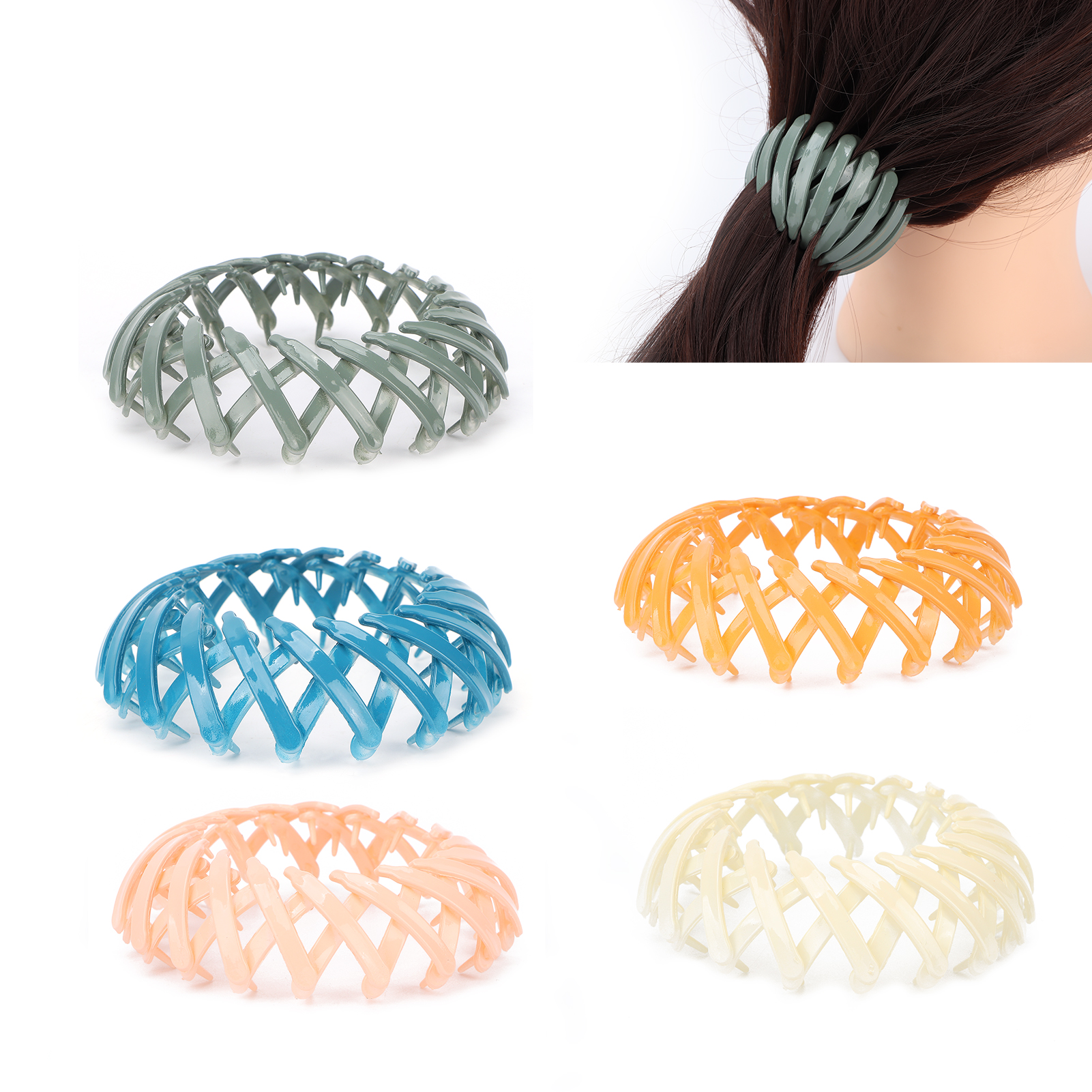Fermagli per capelli a forma di uccellino espandibile chignon supporto coda di cavallo morsetto artiglio per capelli A NHE - Foto 32 di 38