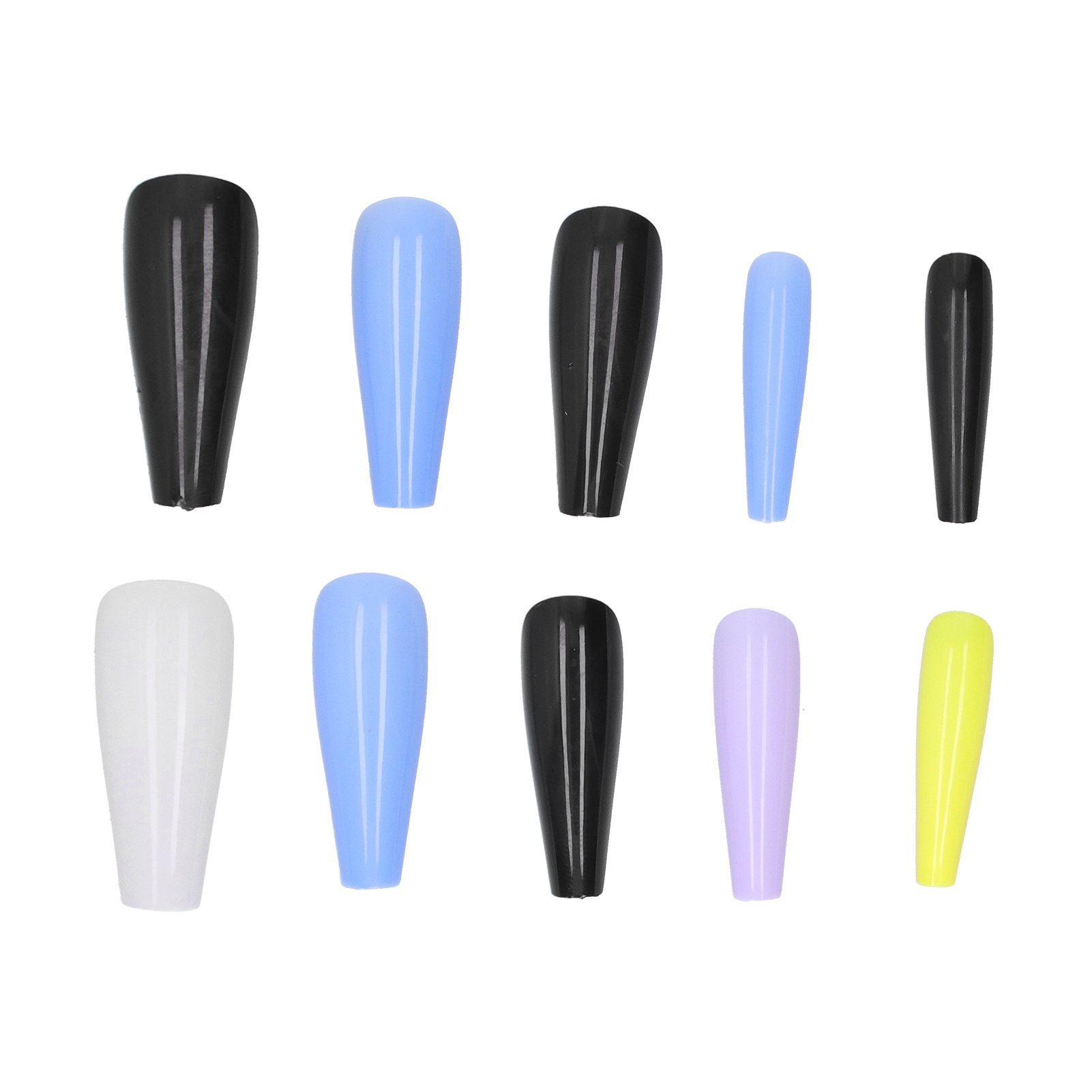 ABS Long Colored Fake Nails Artificial Full Cover Nail Manicure Tips Sticker BGS - Picture 25 of 34