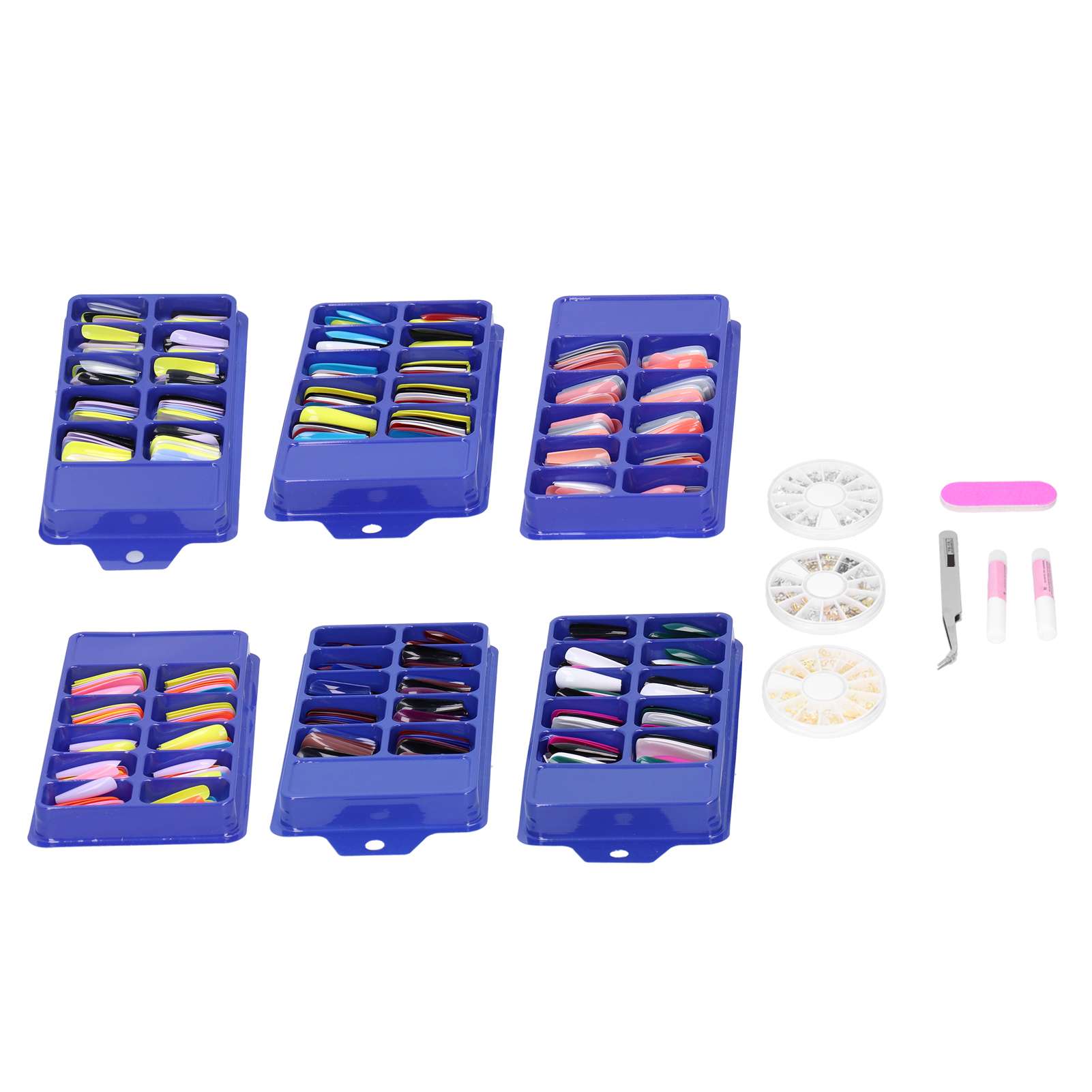 ABS Long Colored Fake Nails Artificial Full Cover Nail Manicure Tips Sticker CUT - Picture 31 of 34