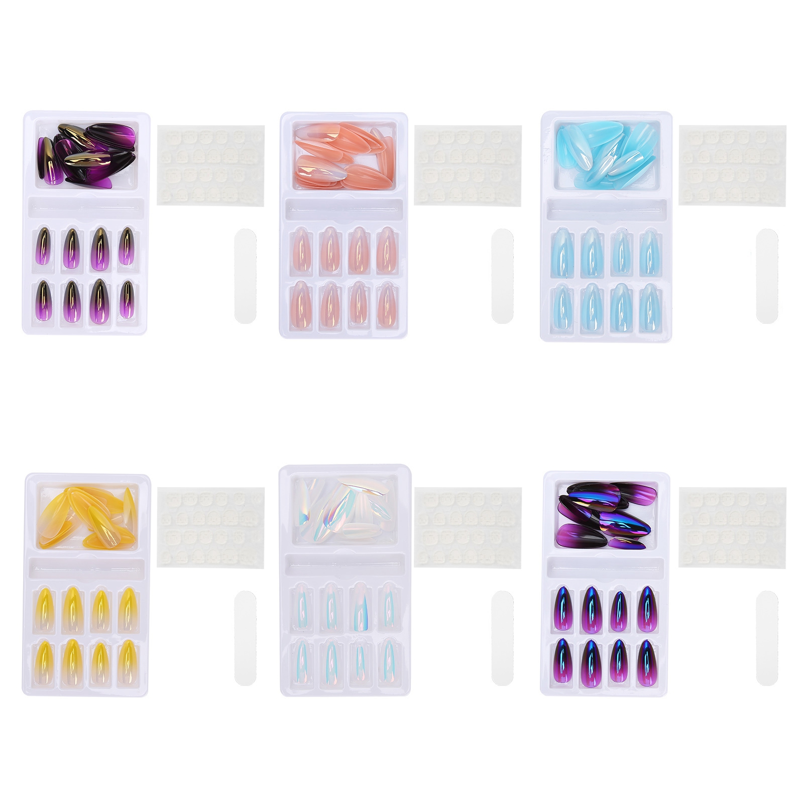 Hot 24 Colored Gradient Fake Nails Full Cover Set For Beautiful Nail Art - Picture 27 of 29