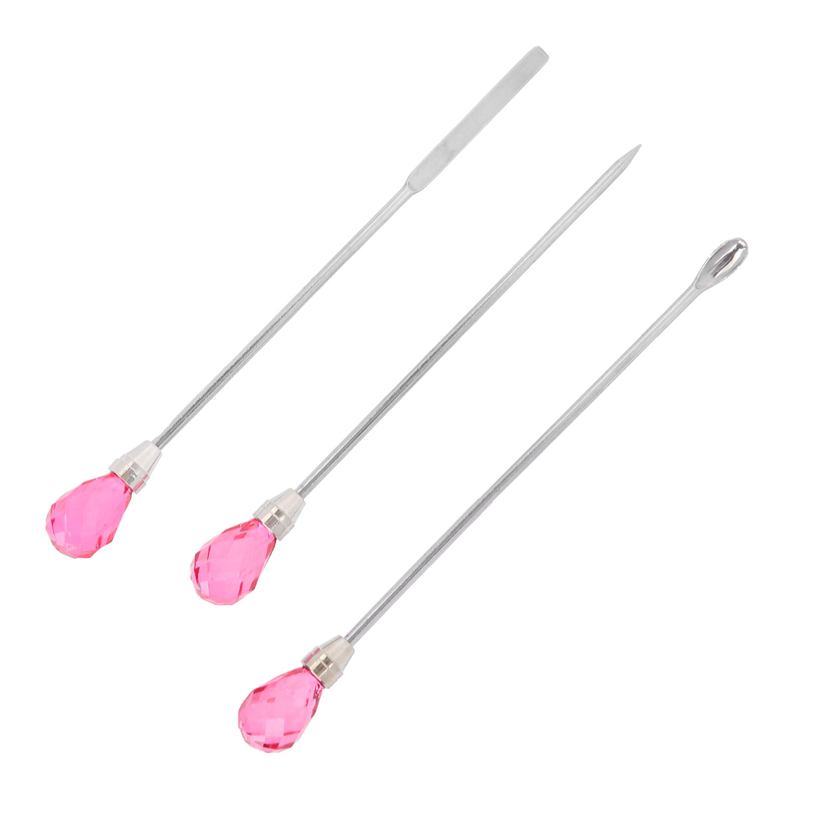 3Pcs Professional Nail Art Stirring Rod Spatula Set Stainless Steel Needle Stic