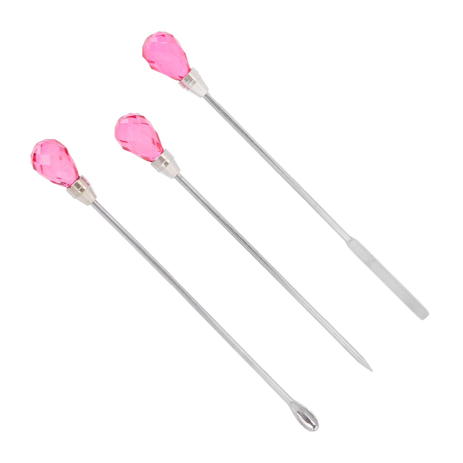 3Pcs Professional Nail Art Stirring Rod Spatula Set Stainless Steel Needle Stic