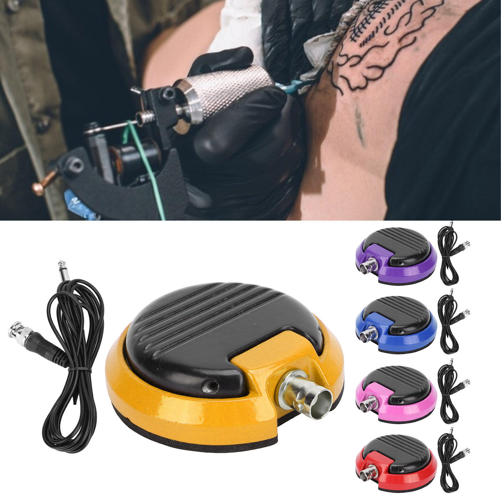 Round Tattoo Foot Pedal Switch Portable Tattoo Machine Foot Switch Controlle HR6