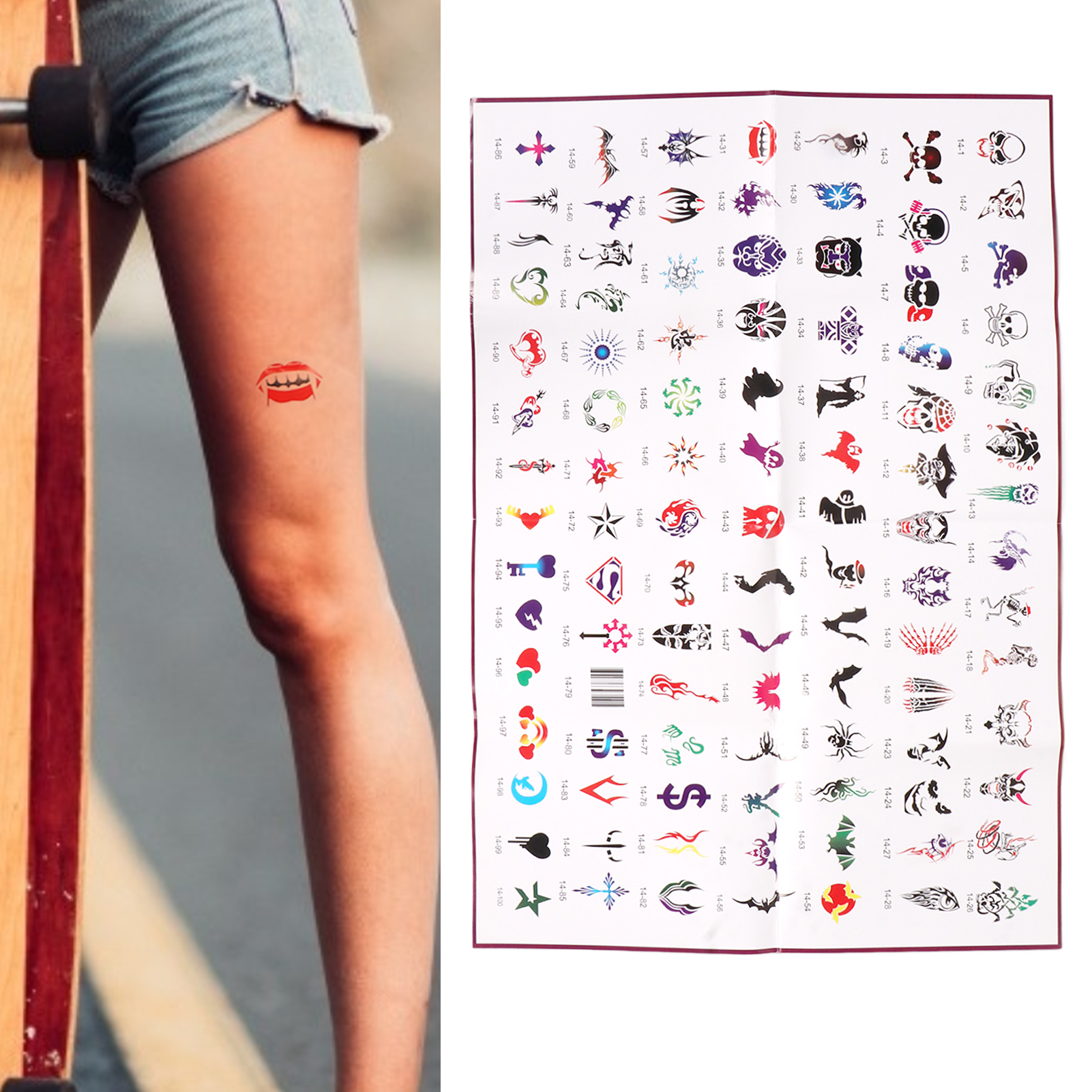 Temporary Tattoos Stencils Professional 100pcs Reusable Glitter Tattoo Stenc TJS - Picture 29 of 31