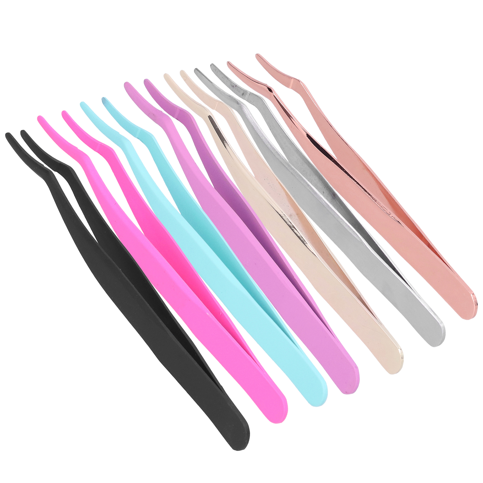 Eyelashes Tweezer False Lash Application Curved Stainless Steel Eyelash Exte TJS