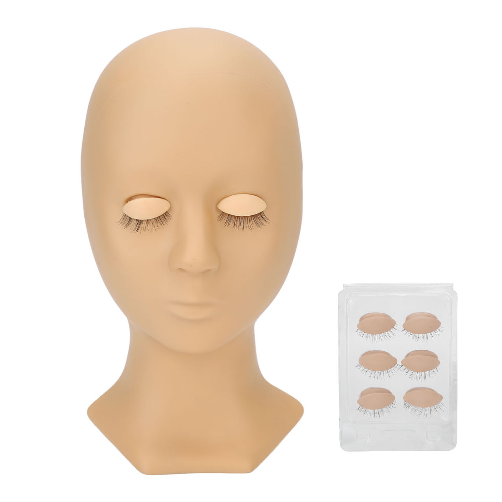 Lash Extension Practice Mannequin Head Silicone Makeup Training Head With 4