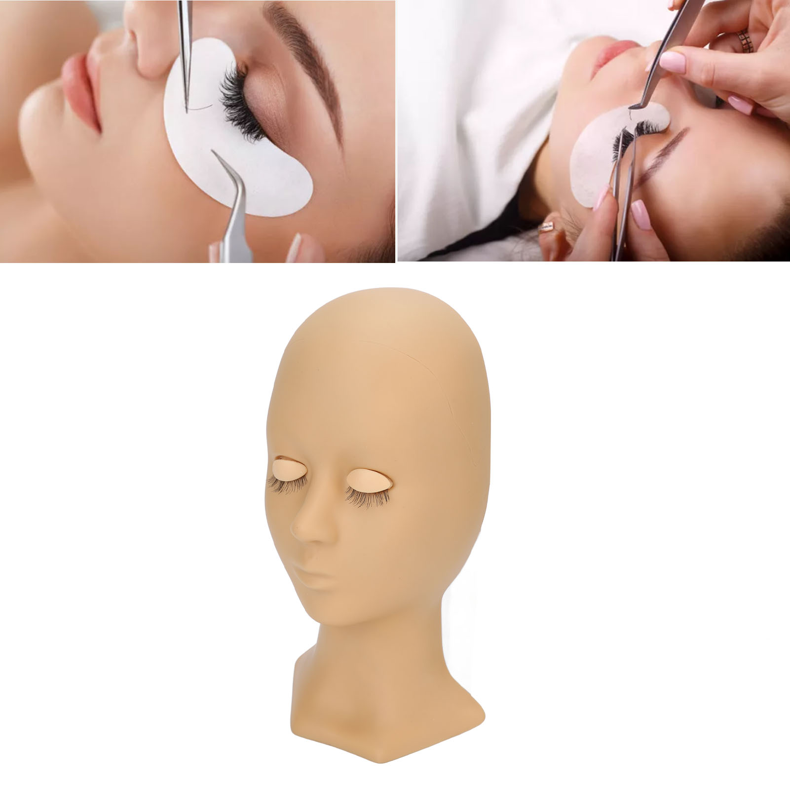 Lash Extension Practice Mannequin Head Silicone Makeup Training Head With 4