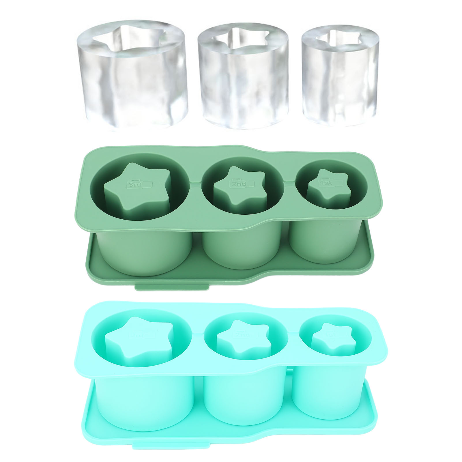 Silicone Ice Cube Tray For Universal Tumbler Cup 20 30 40oz 3 Star Shaped Ho HEN - Picture 24 of 28