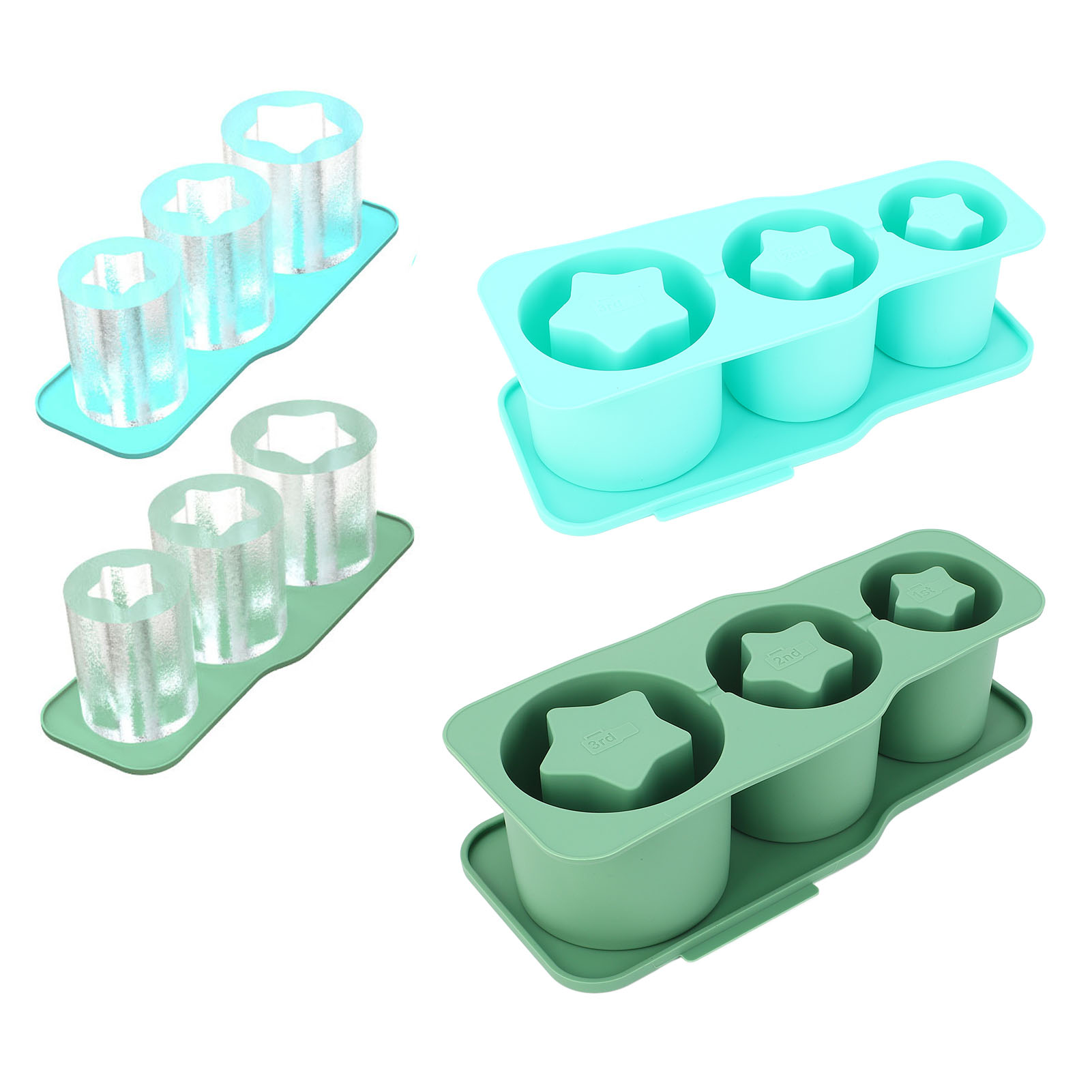Silicone Ice Cube Tray For Universal Tumbler Cup 20 30 40oz 3 Star Shaped Ho HEN - Picture 28 of 28