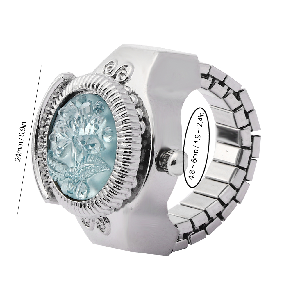Fingerring Uhr Klappdeckel Rund Rose Blume Frauen Finger Quarzuhr HPT - Bild 15 von 17