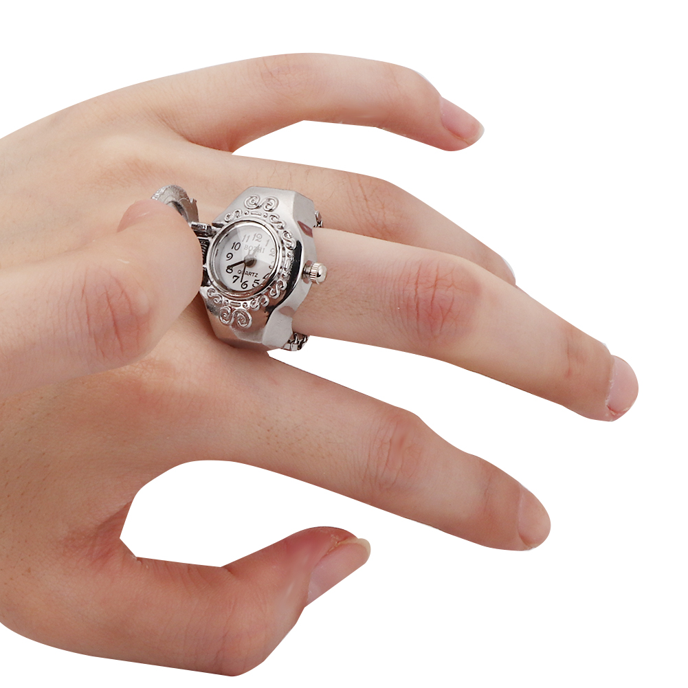 Fingerring Uhr Klappdeckel Rund Rose Blume Frauen Finger Quarzuhr HPT - Bild 17 von 17