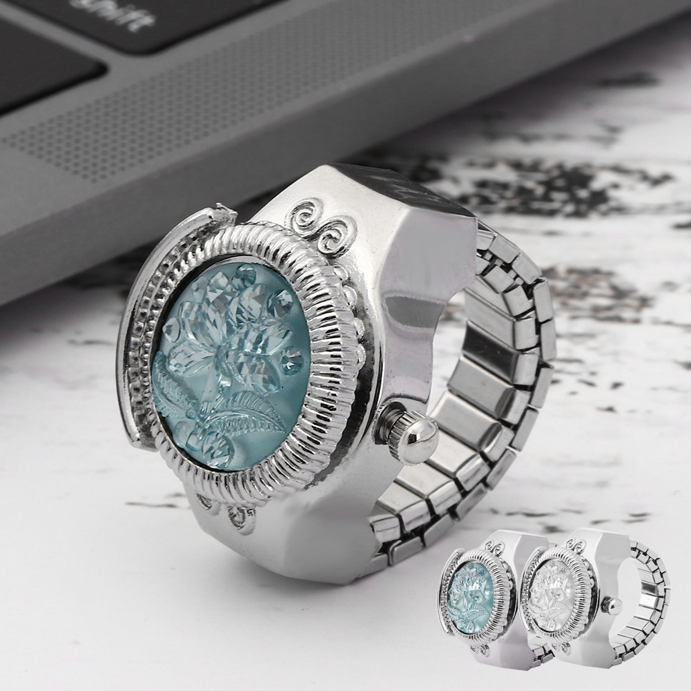 Fingerring Uhr Klappdeckel Rund Rose Blume Frauen Finger Quarzuhr HPT - Bild 12 von 17