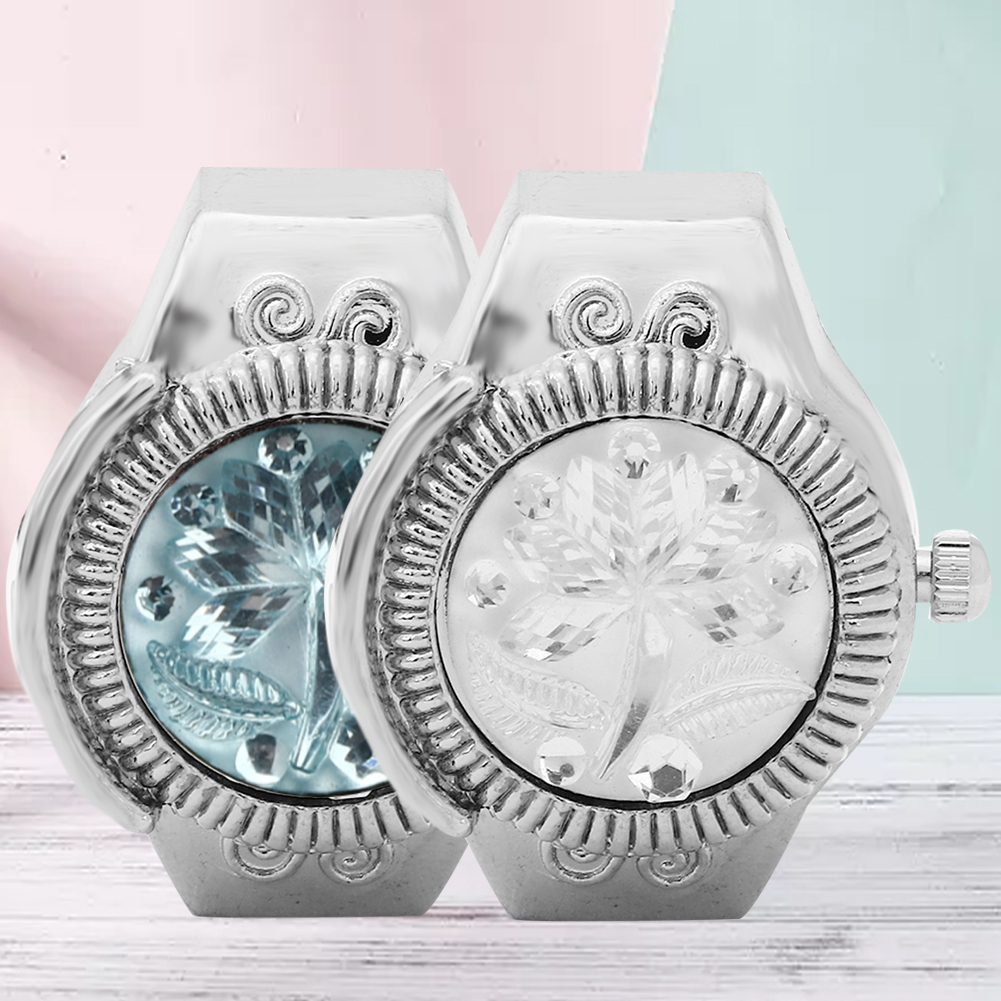 Fingerring Uhr Klappdeckel Rund Rose Blume Frauen Finger Quarzuhr HPT - Bild 14 von 17