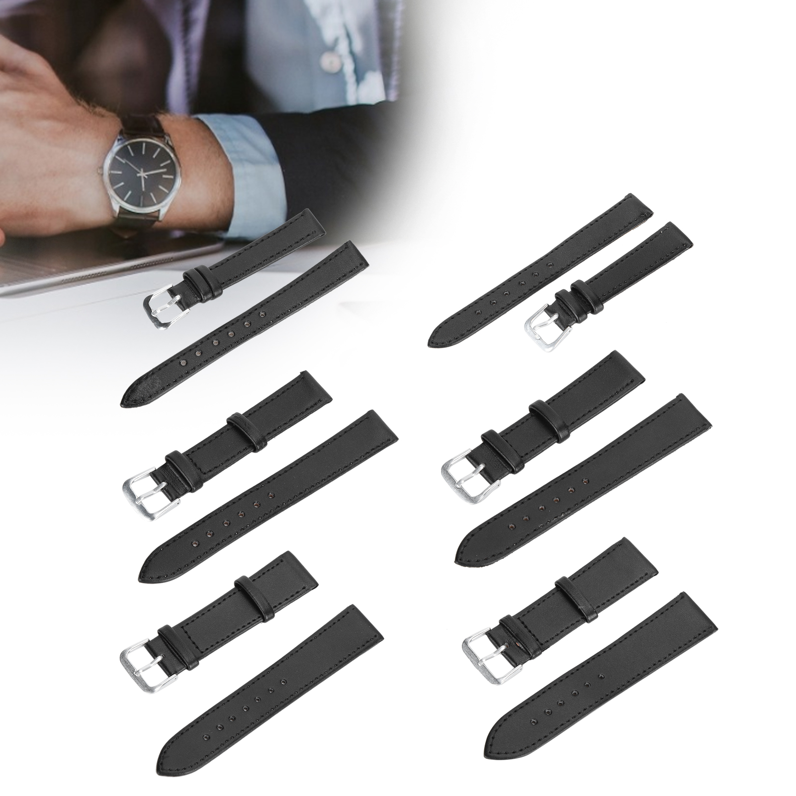 Pin Buckle Watch Band PU Leather Universal Replacement Watch Strap Part 20mm - Picture 30 of 40