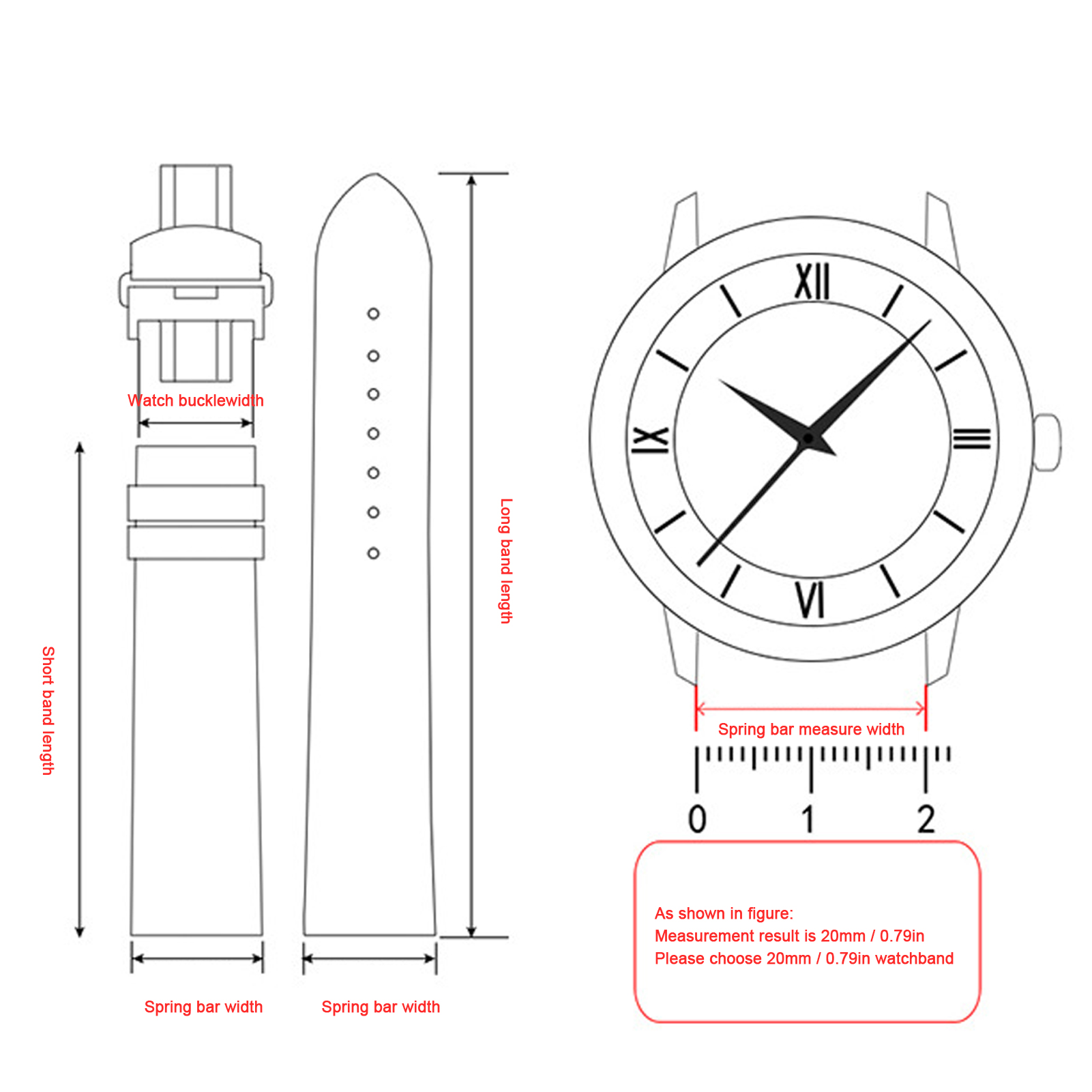 Pin Buckle Watch Band PU Leather Universal Replacement Watch Strap Part 20mm - Picture 40 of 40