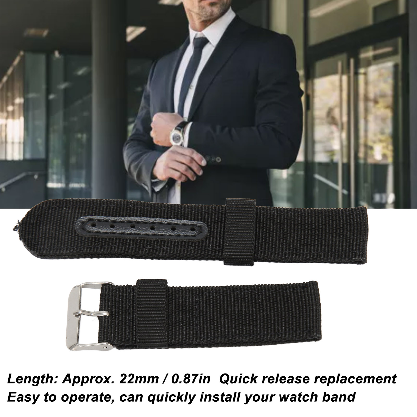 22mm Canvas Watch Strap Canvas Quick Release Replacement Watch Band For Men FAD