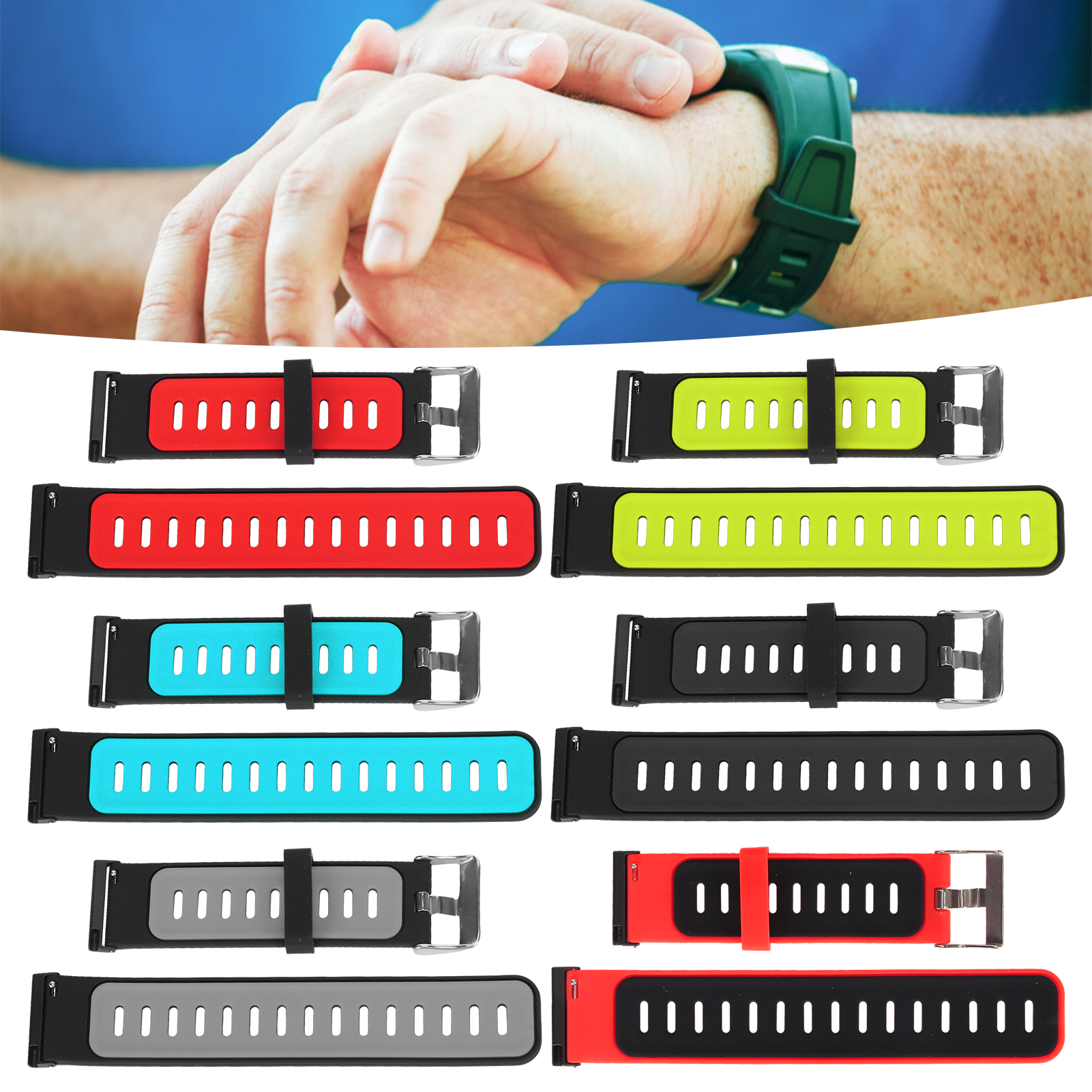 Silicone Watch Strap Sports Metal Buckle Quick Release Watch Band Watch Acce HR6