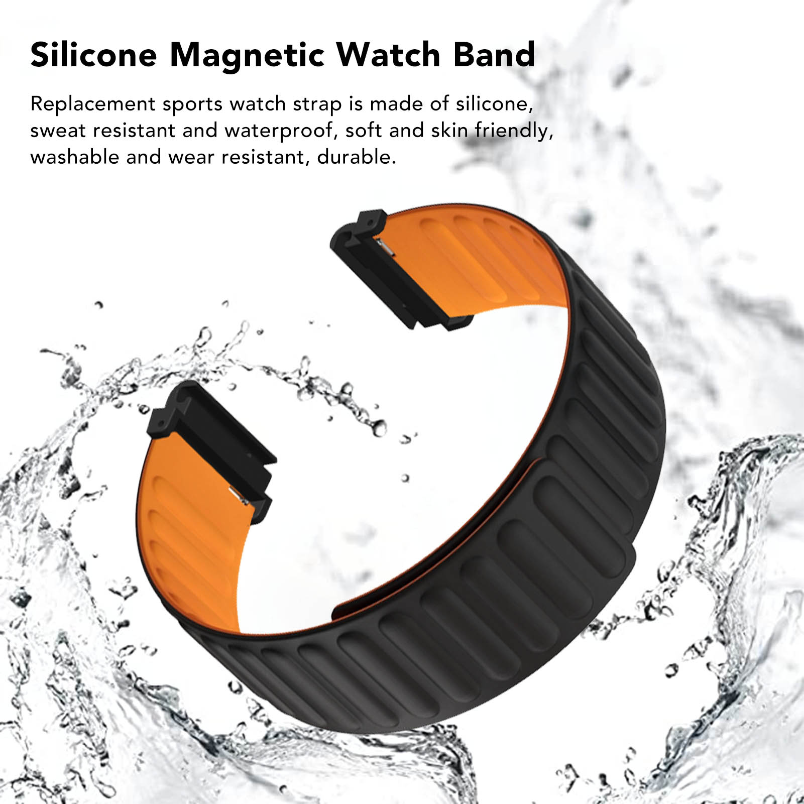 Magnetic Watch Band Adjustable Quick Release Silicone Watch Strap 20mm Fit F FAD