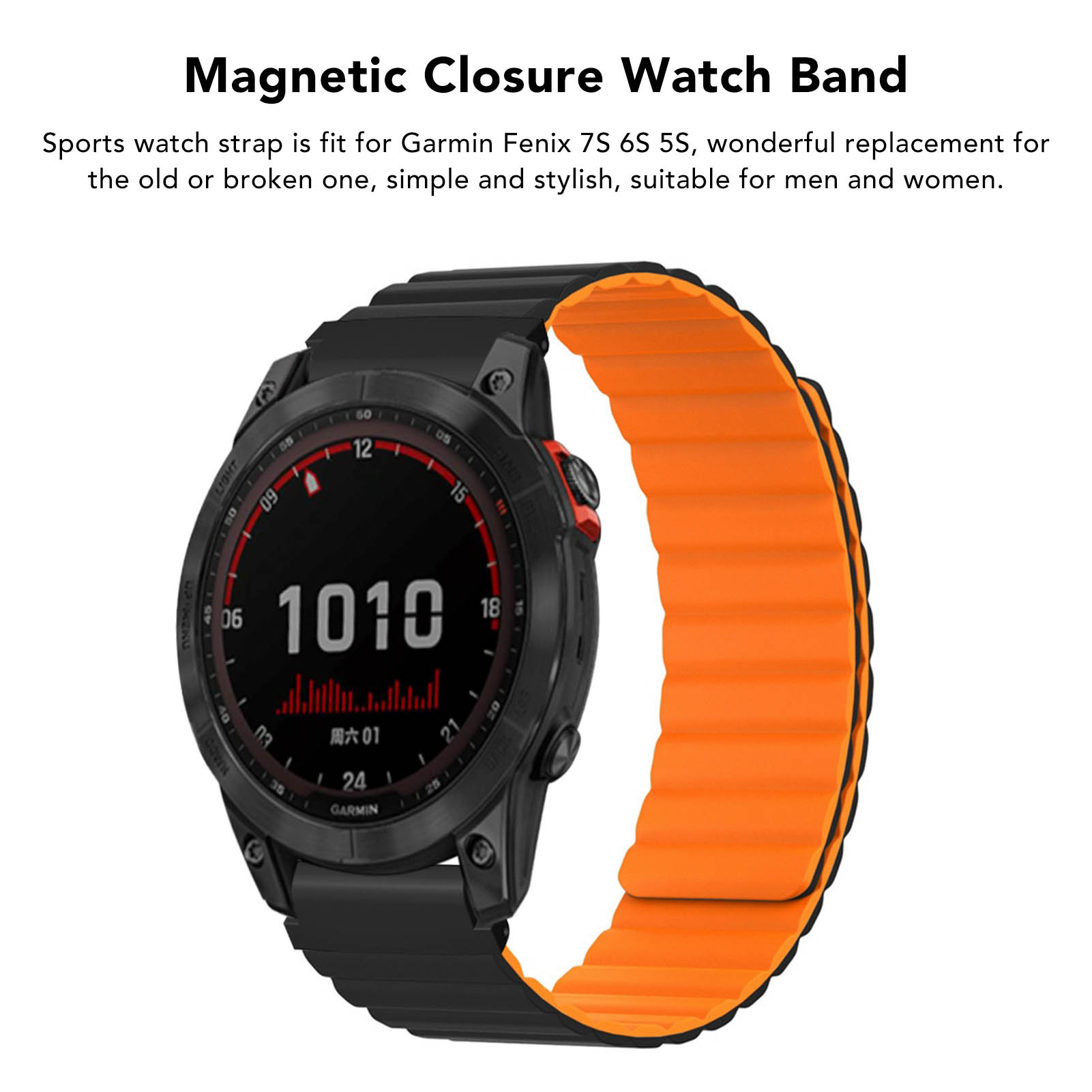 Magnetic Watch Band Adjustable Quick Release Silicone Watch Strap 20mm Fit F FAD