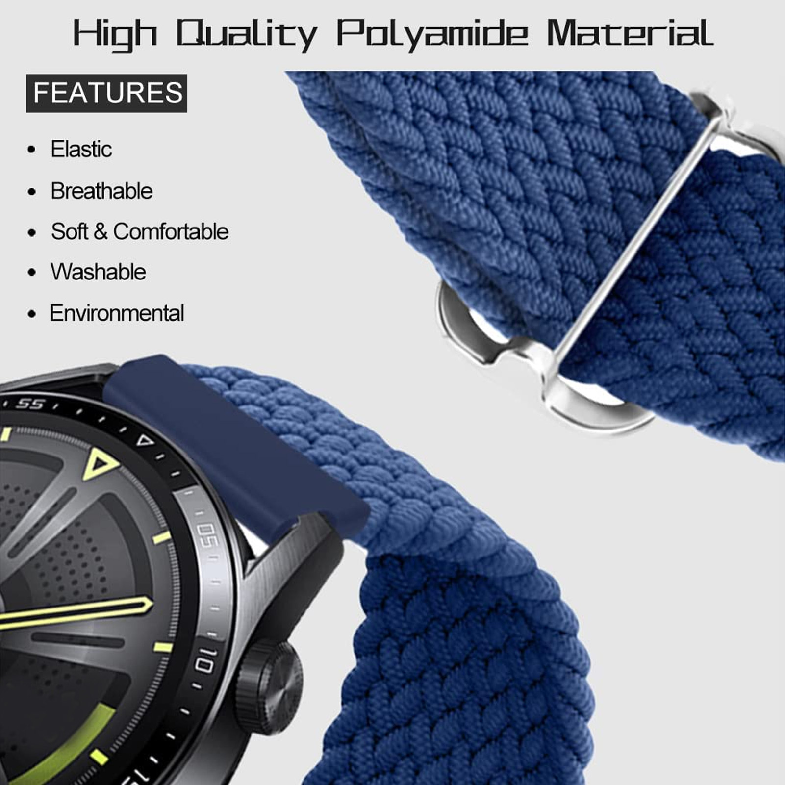 Smartwatch Regulowany nylonowy pleciony pasek Sport Oddychający pasek FOY - Zdjęcie 28 z 38