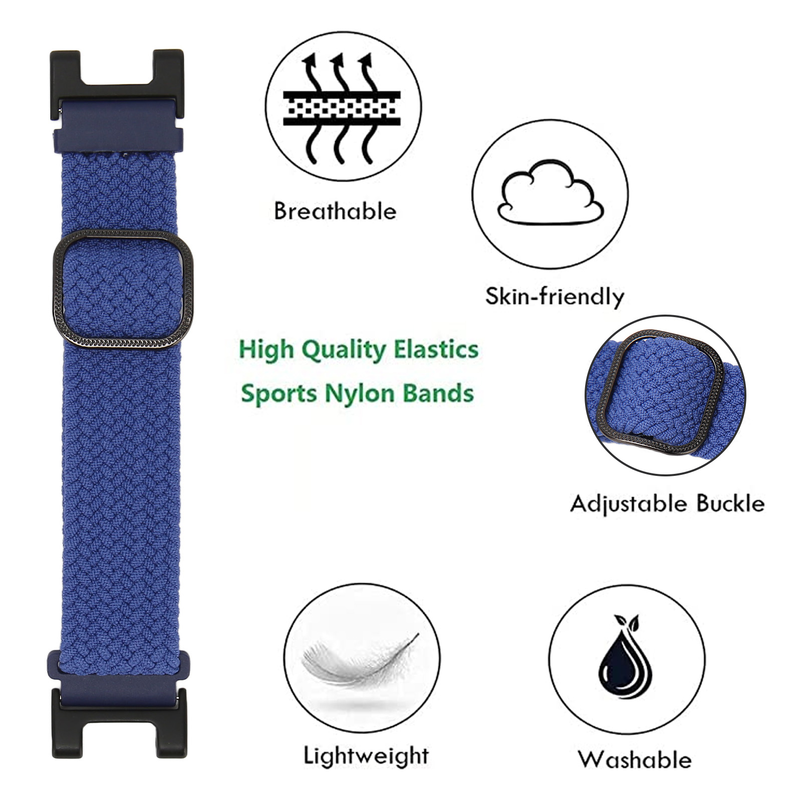 Smartwatch Regulowany nylonowy pleciony pasek Sport Oddychający pasek FOY - Zdjęcie 24 z 38