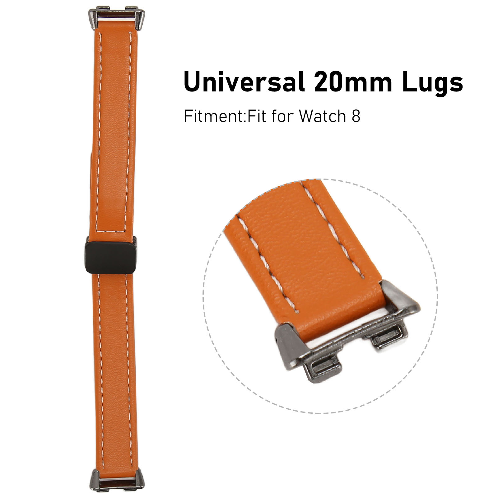 Magnetic Watch Band PU Leather Replacement Unisex Quick Release Wristband St HR6