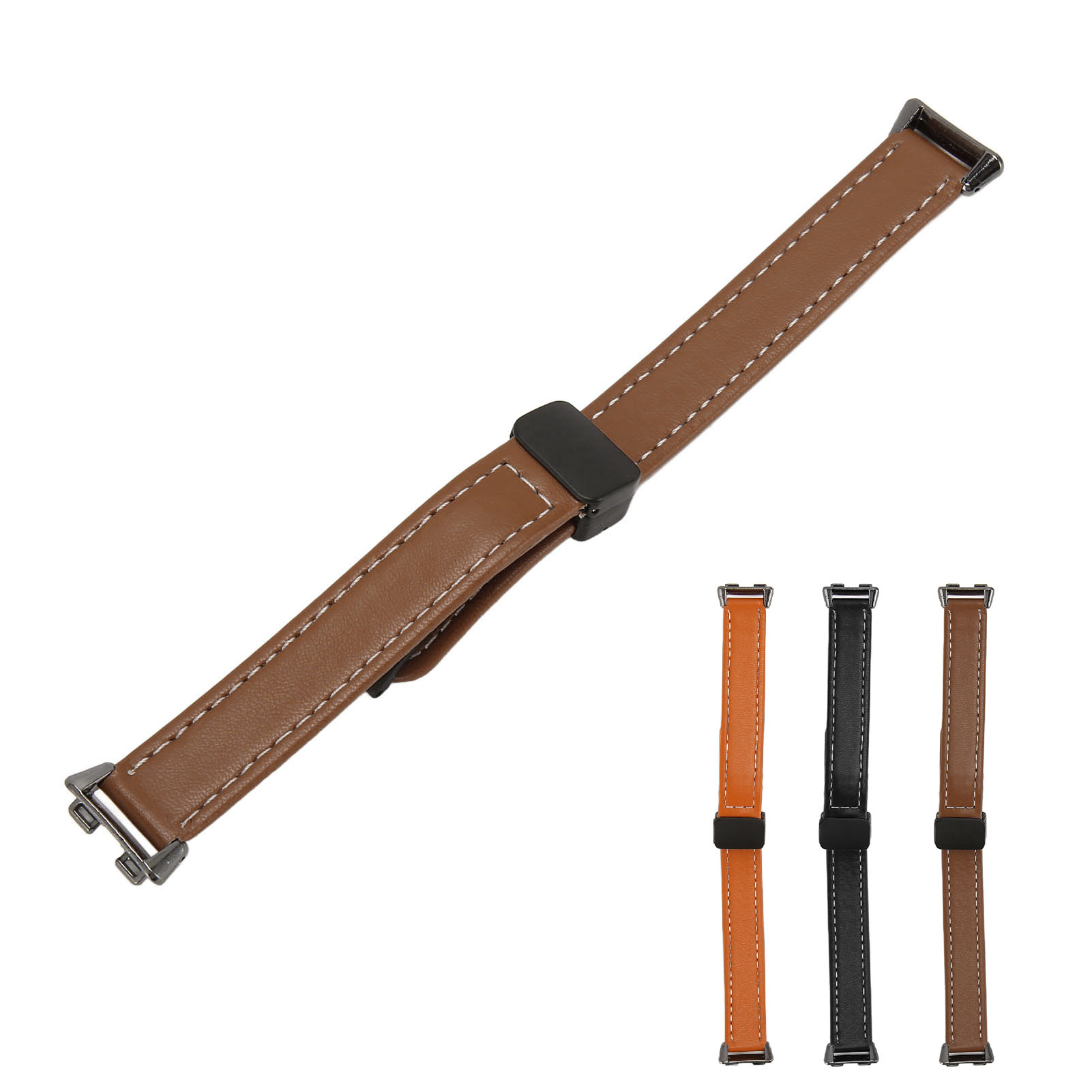 Magnetic Watch Band PU Leather Replacement Unisex Quick Release Wristband St HR6