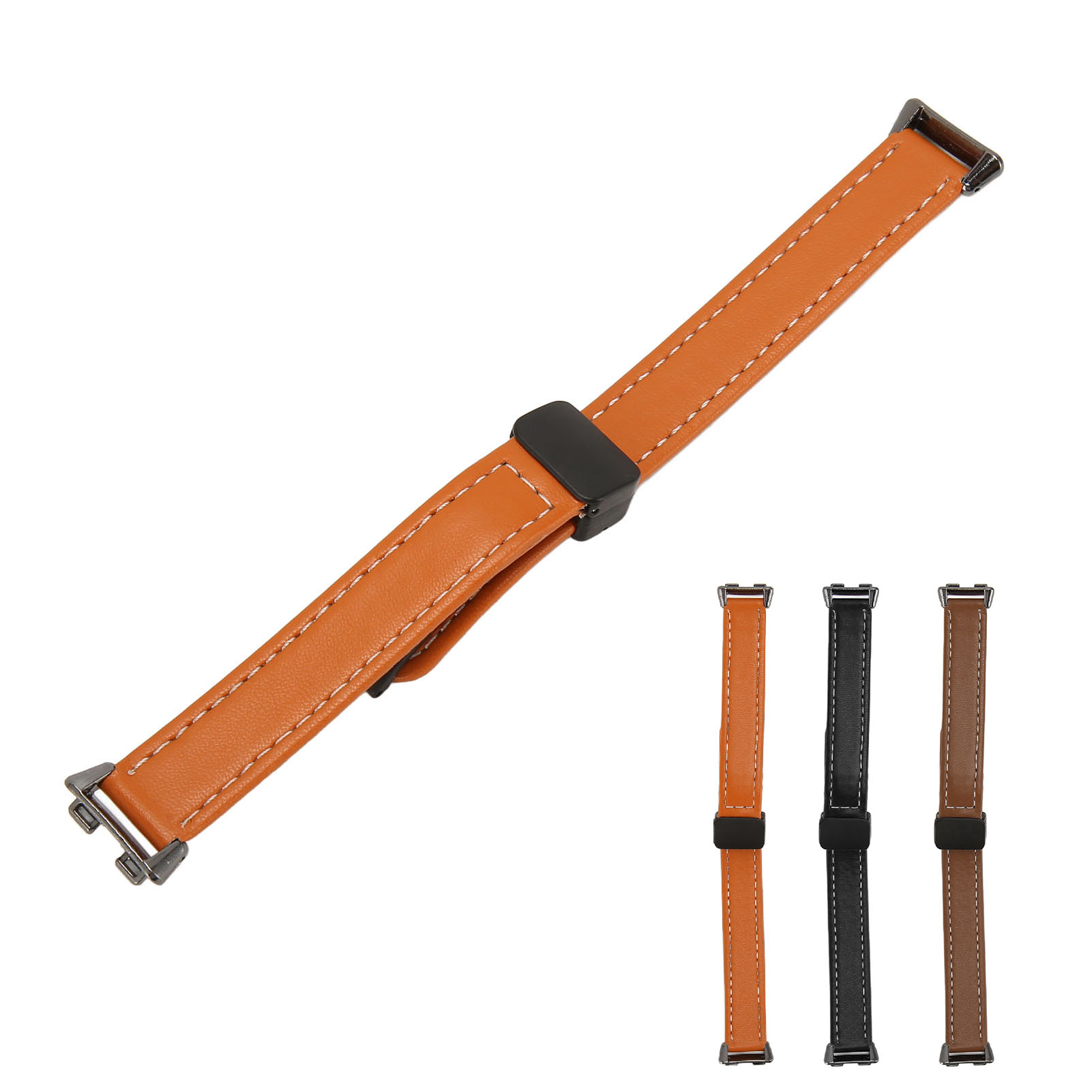 Magnetic Watch Band PU Leather Replacement Unisex Quick Release Wristband St HR6