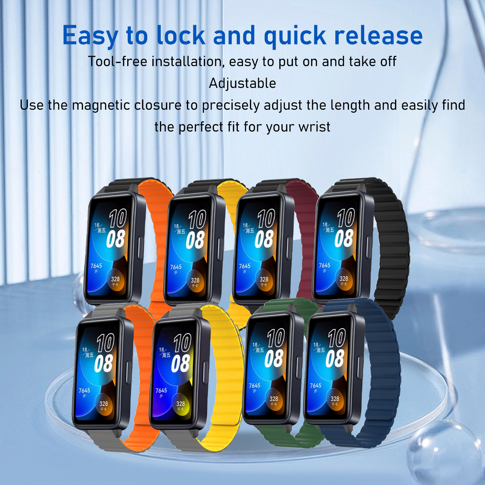 Silicone Magnetic Watch Band Adjustable Quick Release Flexible Sweatproof Co HR6