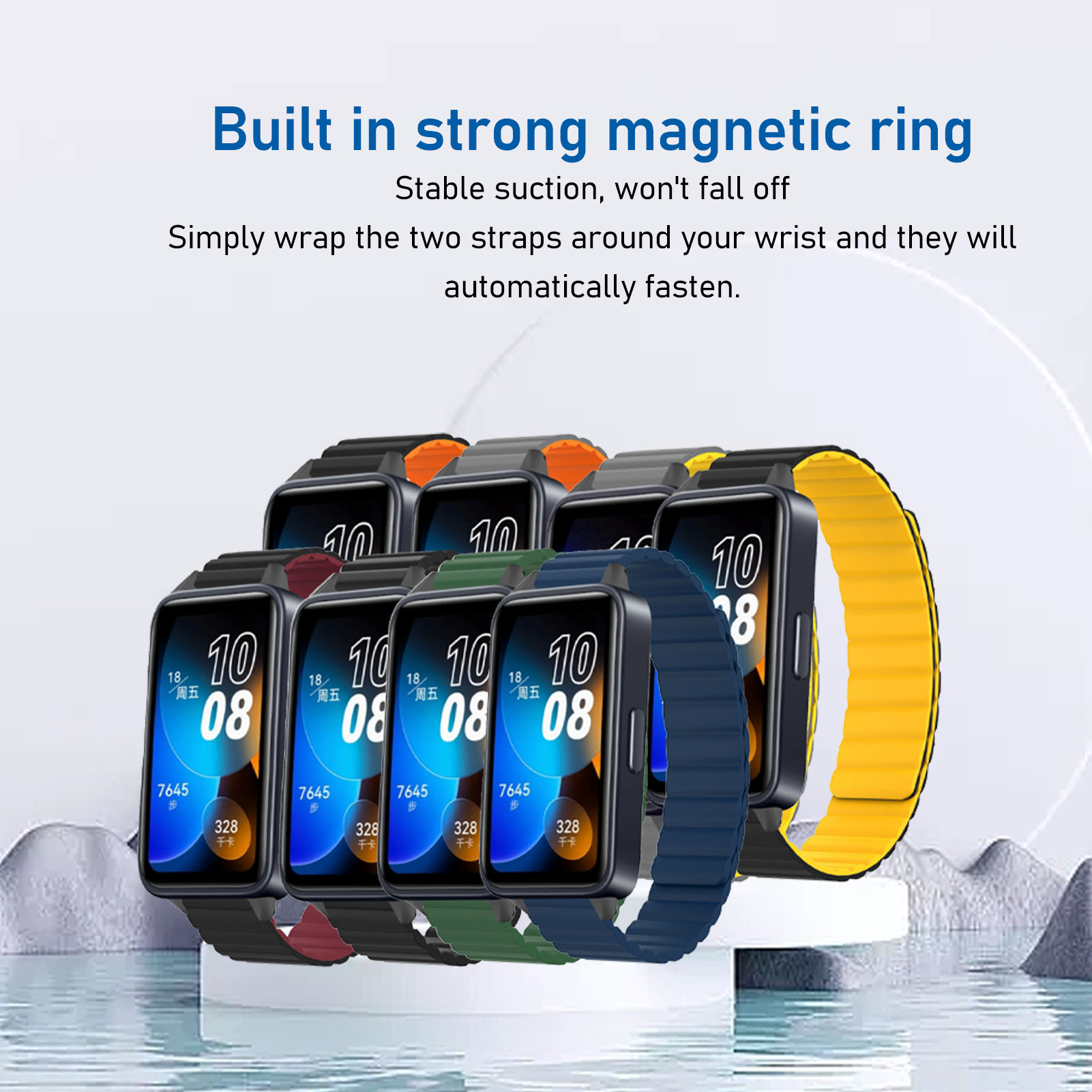 Silicone Magnetic Watch Band Adjustable Quick Release Flexible Sweatproof Co HR6