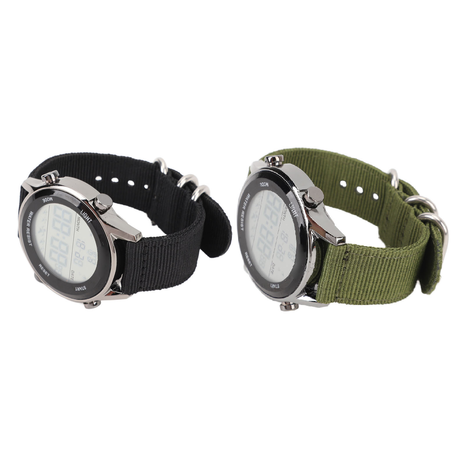 Digital Sports Watch Waterproof Alarm Countdown Dual Time Zone Nylon Strap - Picture 30 of 30