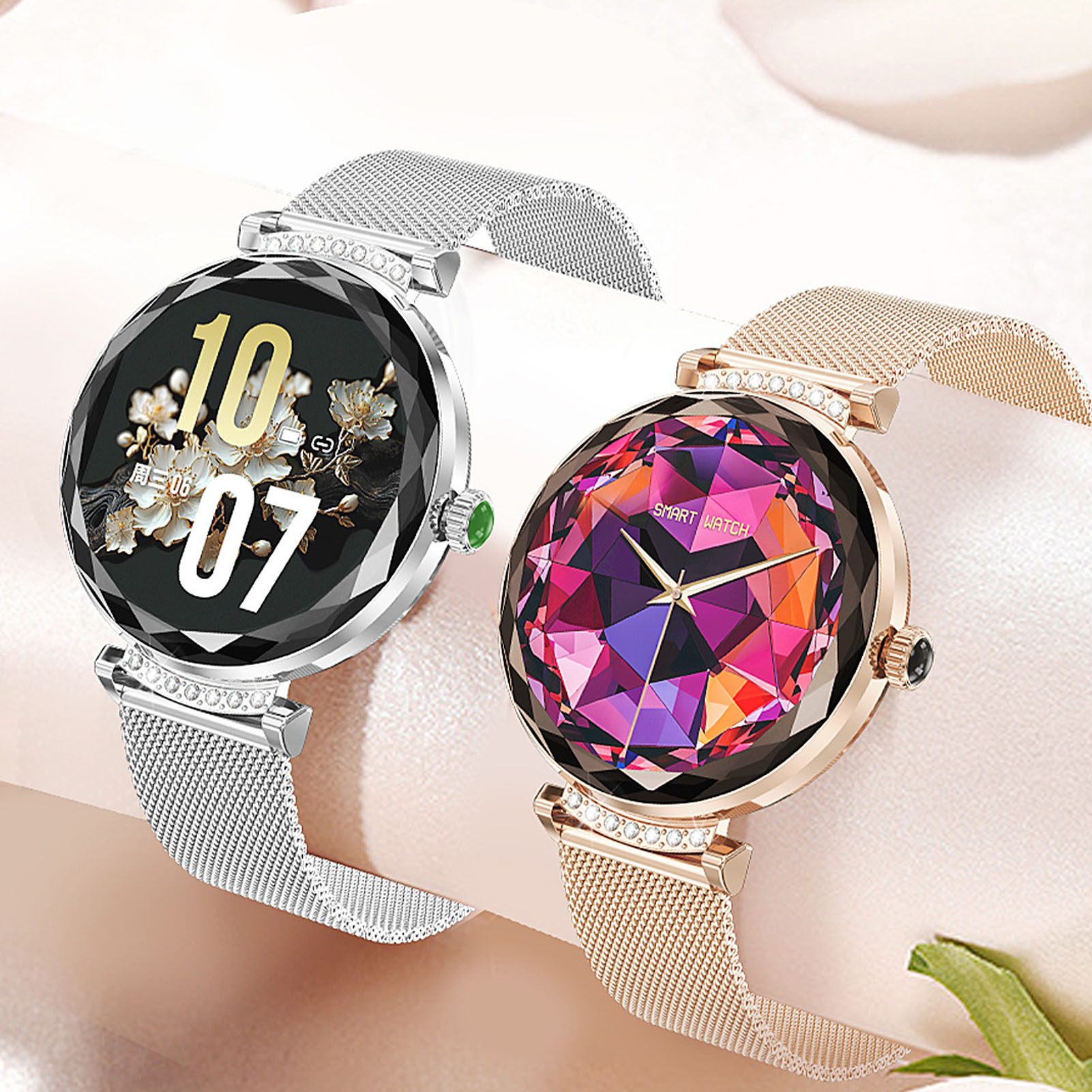 1.19in Smart Watch Pour Femmes Avec Rhinestone Smartwatch Call IP6 OBF - Zdjęcie 13 z 18