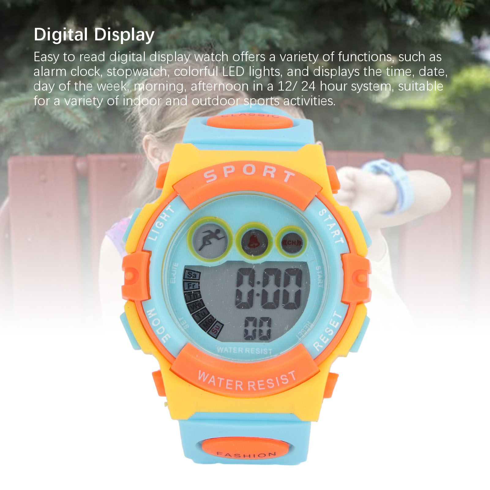 Digital Kids Watch 7 Farben LED Blinkt Wasserdicht Sport Outdoor Armbanduhr FOY - Bild 27 von 30