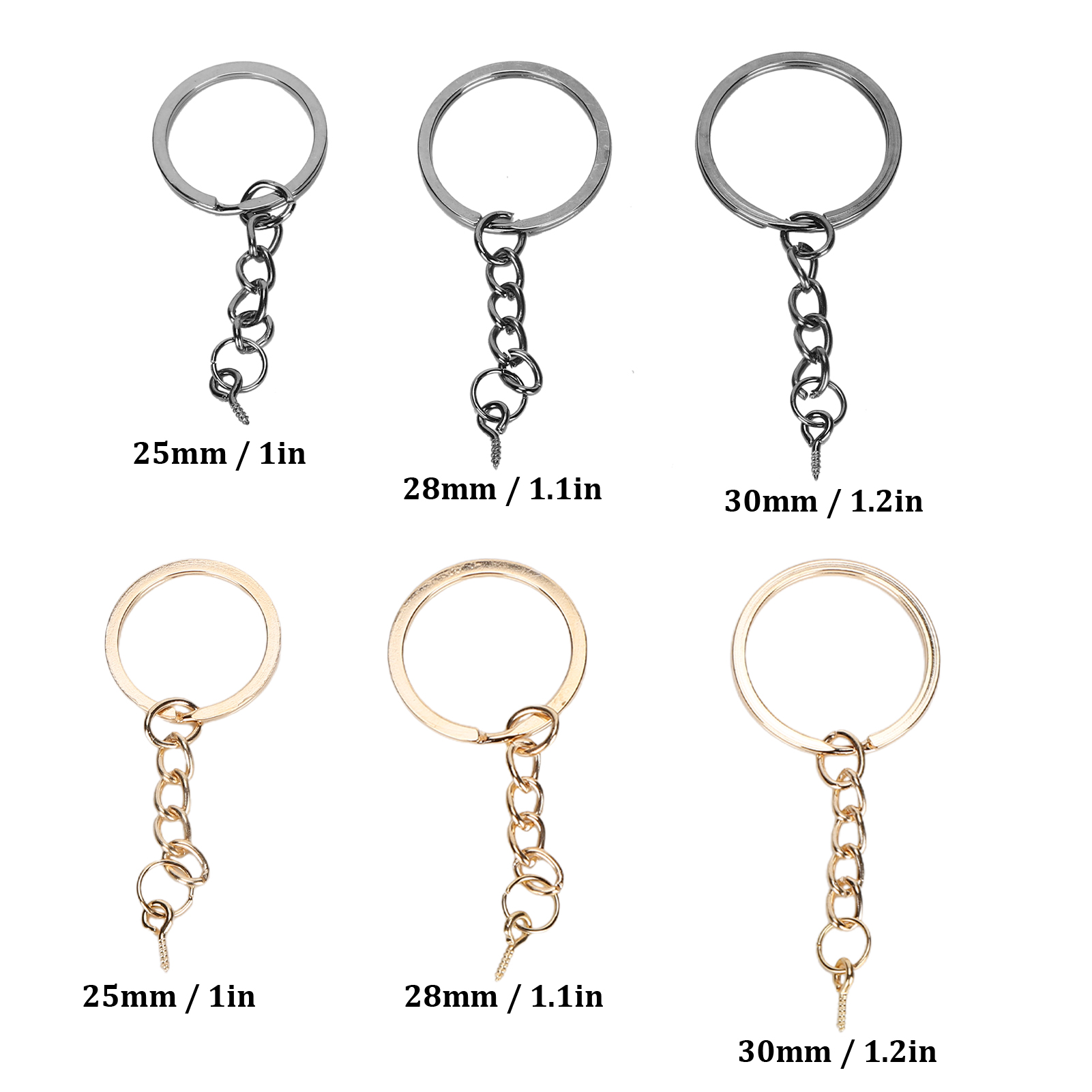 10pcs Key Ring With Chain Portable Metal Key Chain Eye Screw Jewelry Pen HR6 - Picture 24 of 37