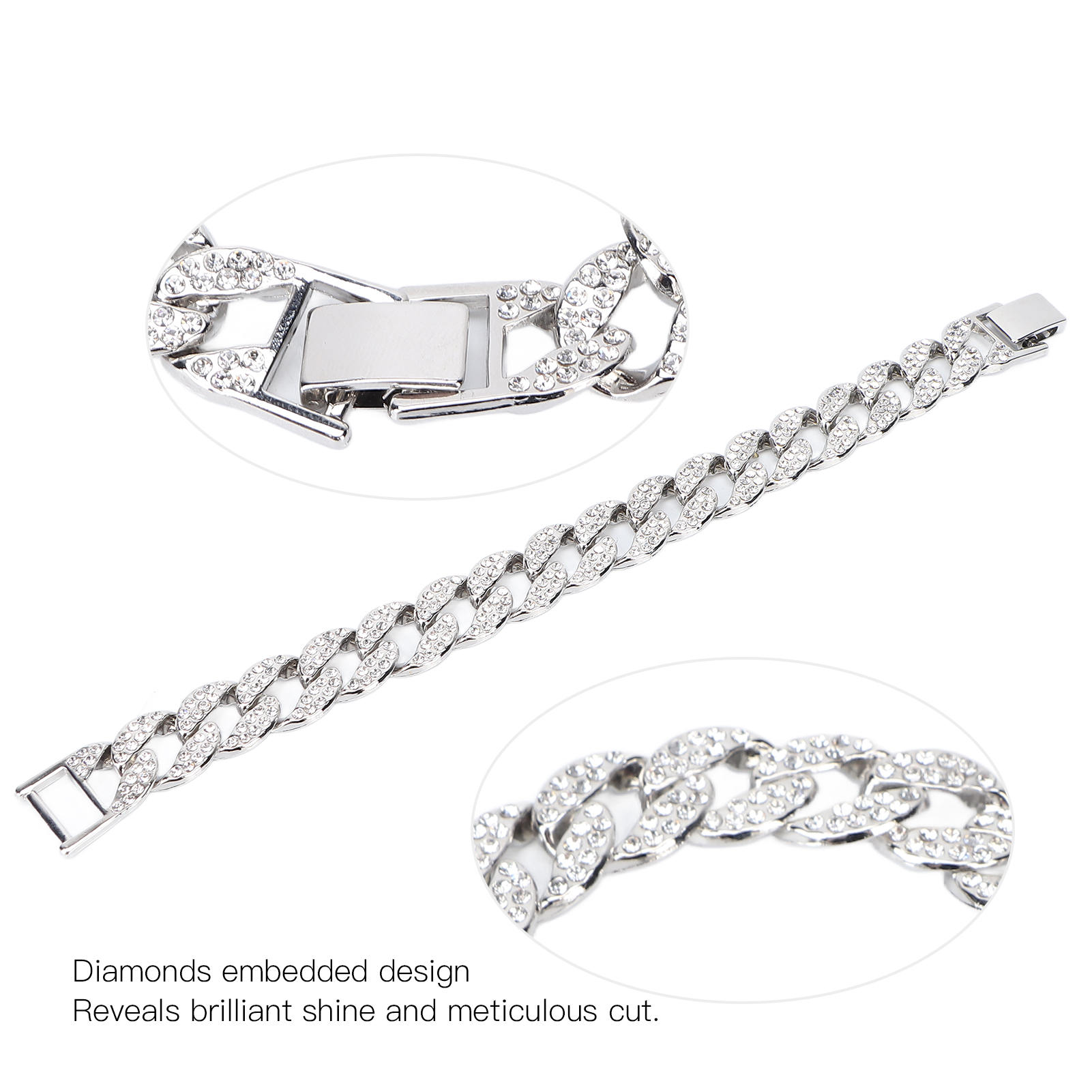 Bracciale Alla Moda Diamanti Incastonati Bracciale Hip Hop Gioielli Accessorio R - Foto 9 di 13