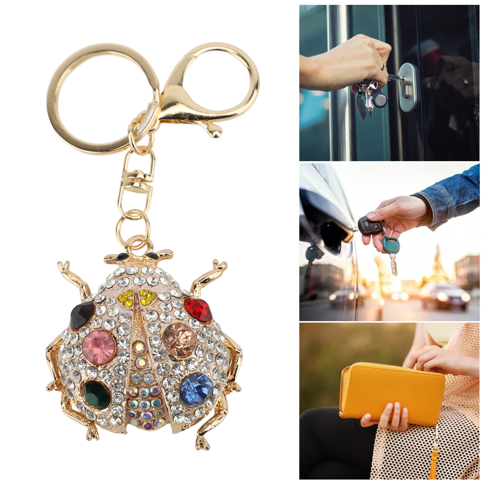 Animal Keychain Cute Bling Rhinestone Key Holder Keyring Bag Decor for Birthday - Picture 14 of 18