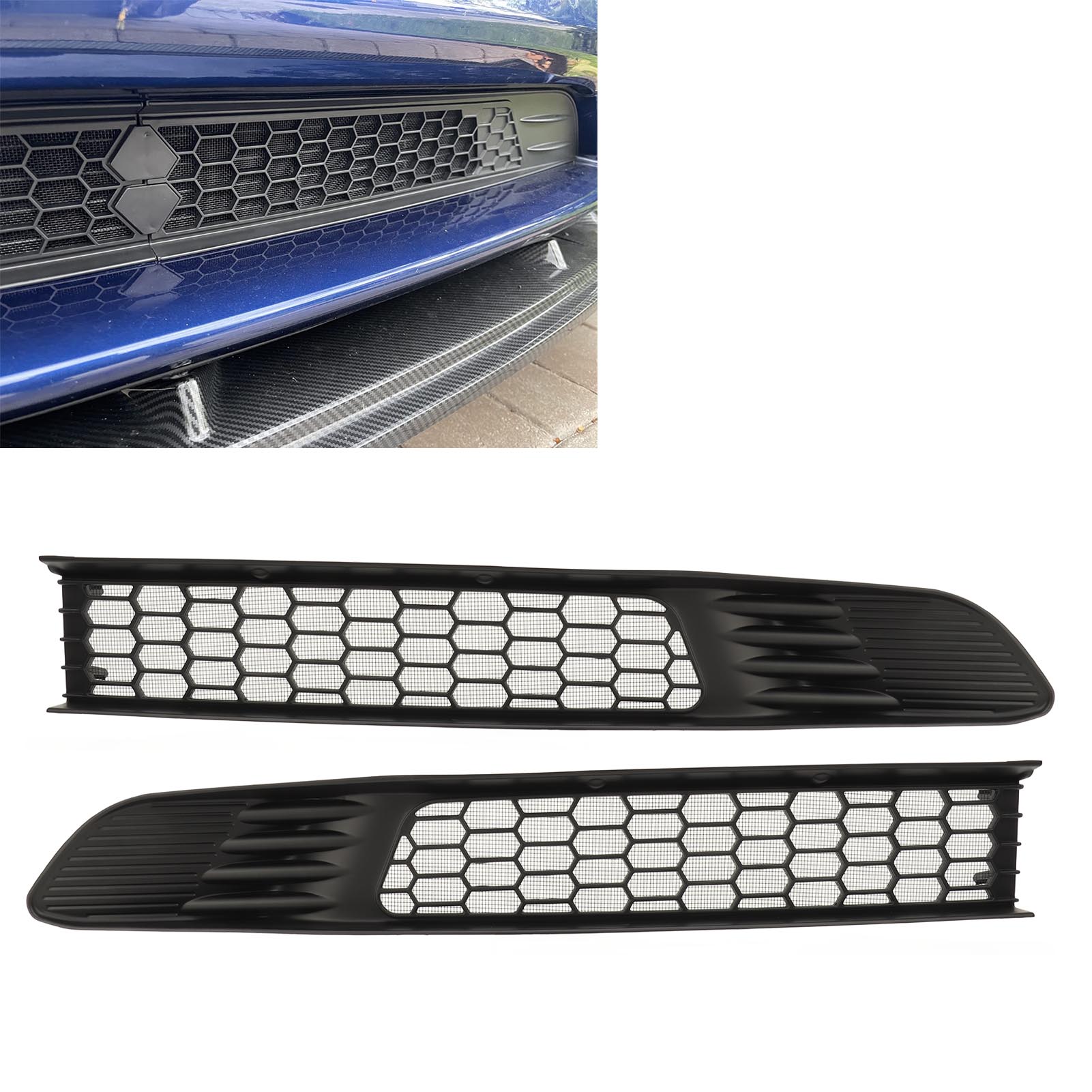 Fit 2017-2023 Tesla Model 3 Front Grill Mesh Bumper Grille Grid Inserts  (ABS Gloss Black Grills)