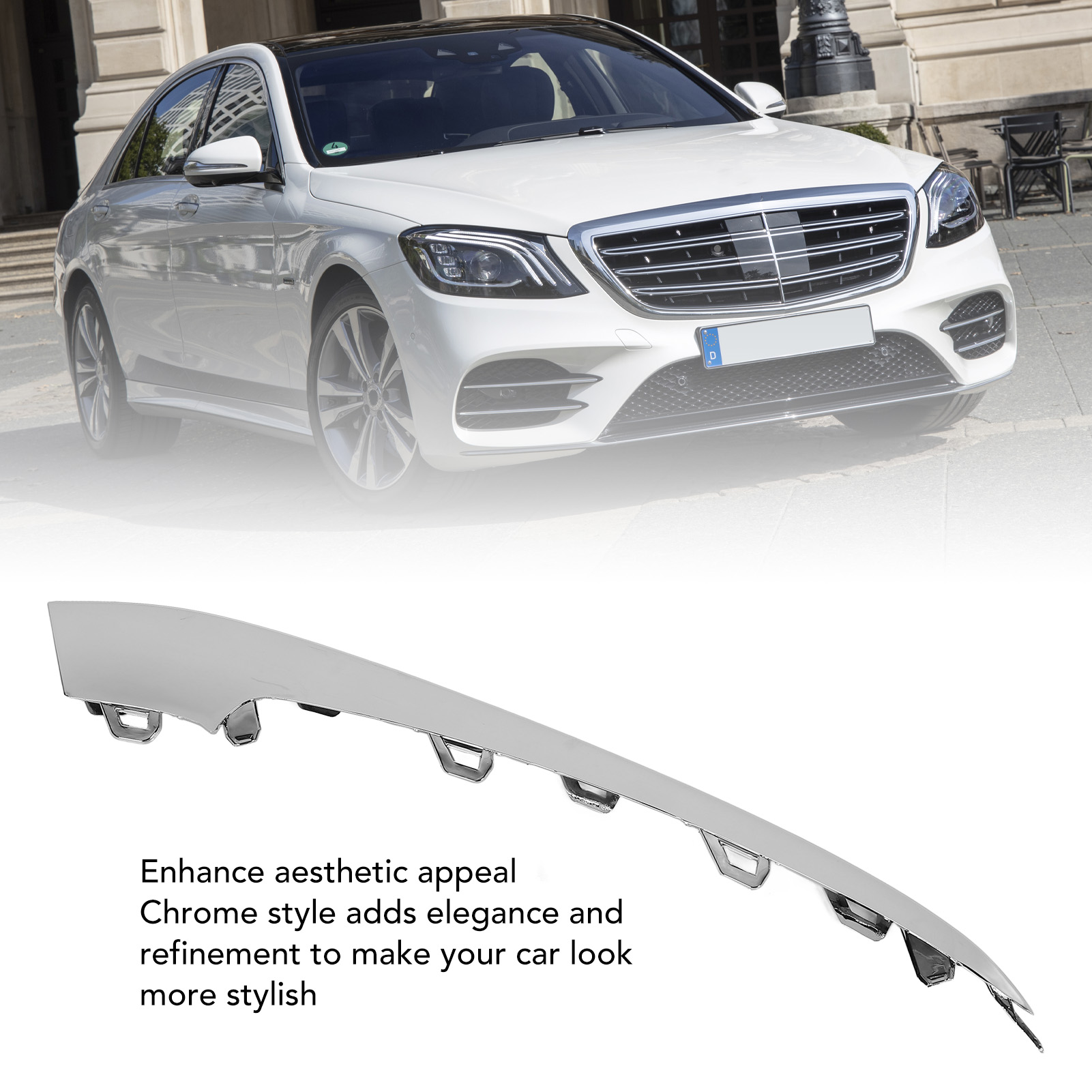 Garnitures de pare-chocs avant chromées résistantes aux rayures remplacement élégant pour Benz - Photo 17/18
