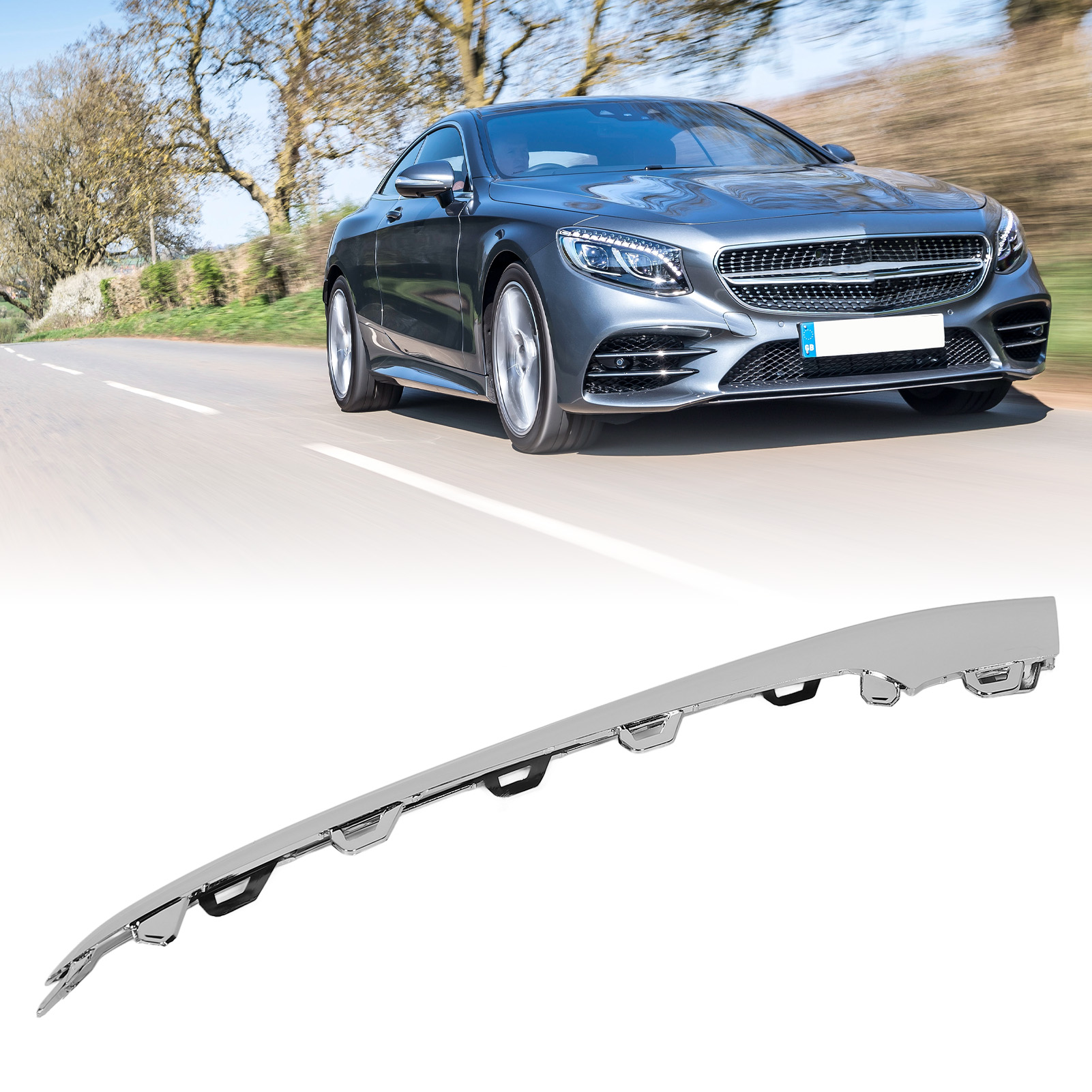 Garnitures de pare-chocs avant chromées résistantes aux rayures remplacement élégant pour Benz - Photo 15/18