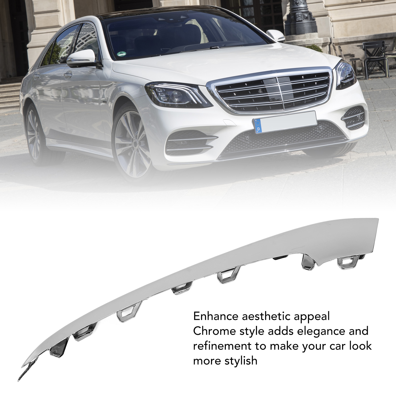 Garnitures de pare-chocs avant chromées résistantes aux rayures remplacement élégant pour Benz - Photo 13/18