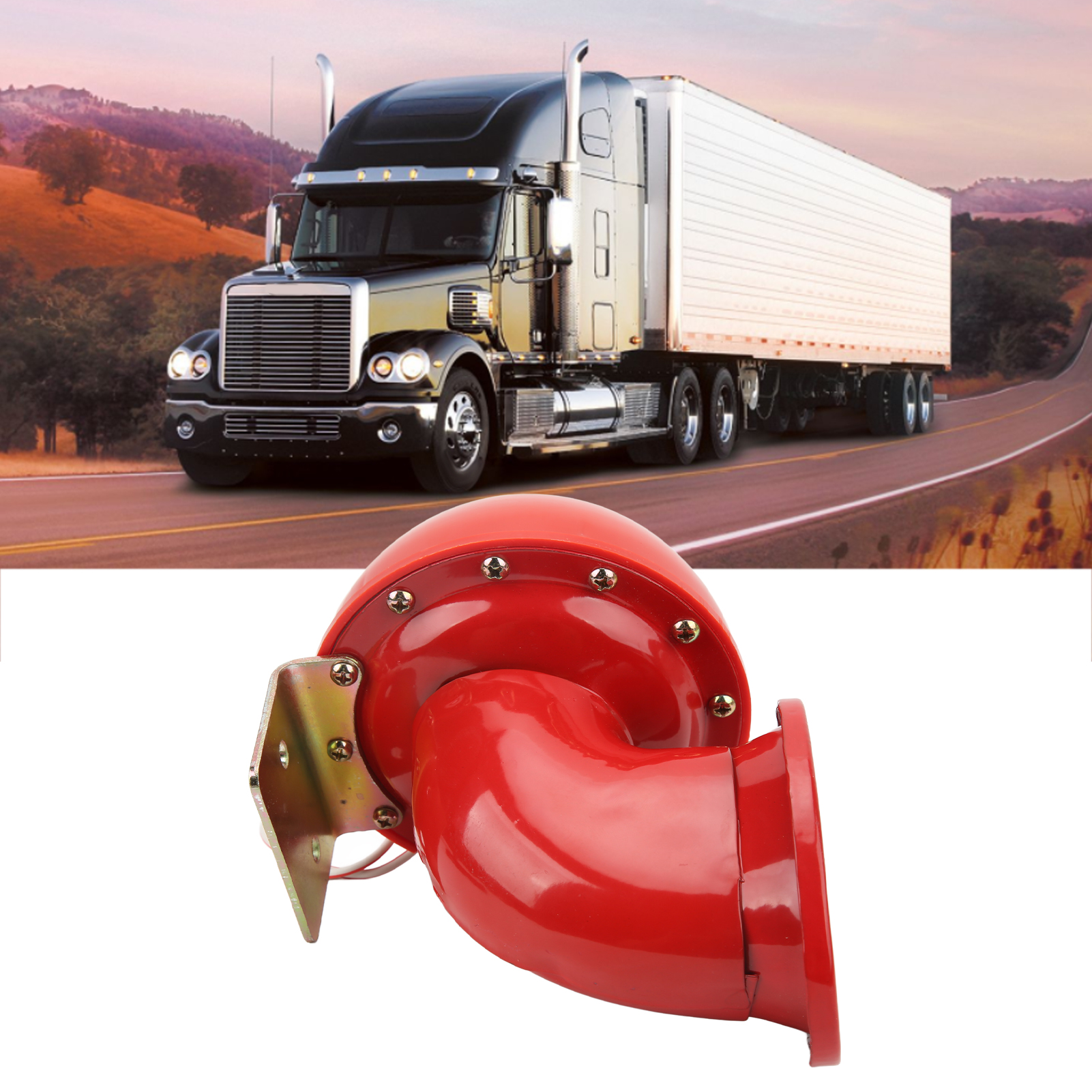 12V 115dB Retro Electric Bull Horn Red Car Loudspeaker Universal