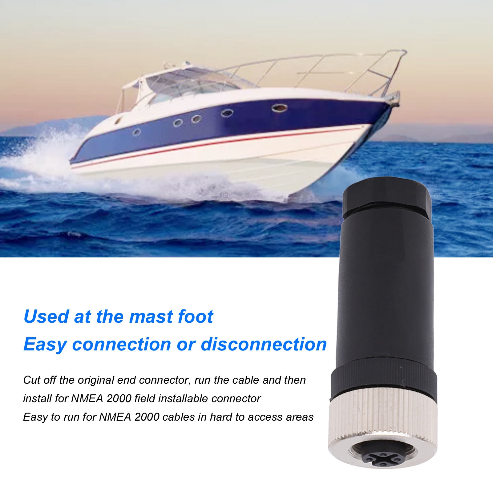 Marine Field Installable Connector Durable IP67 Waterproof 5 Pin