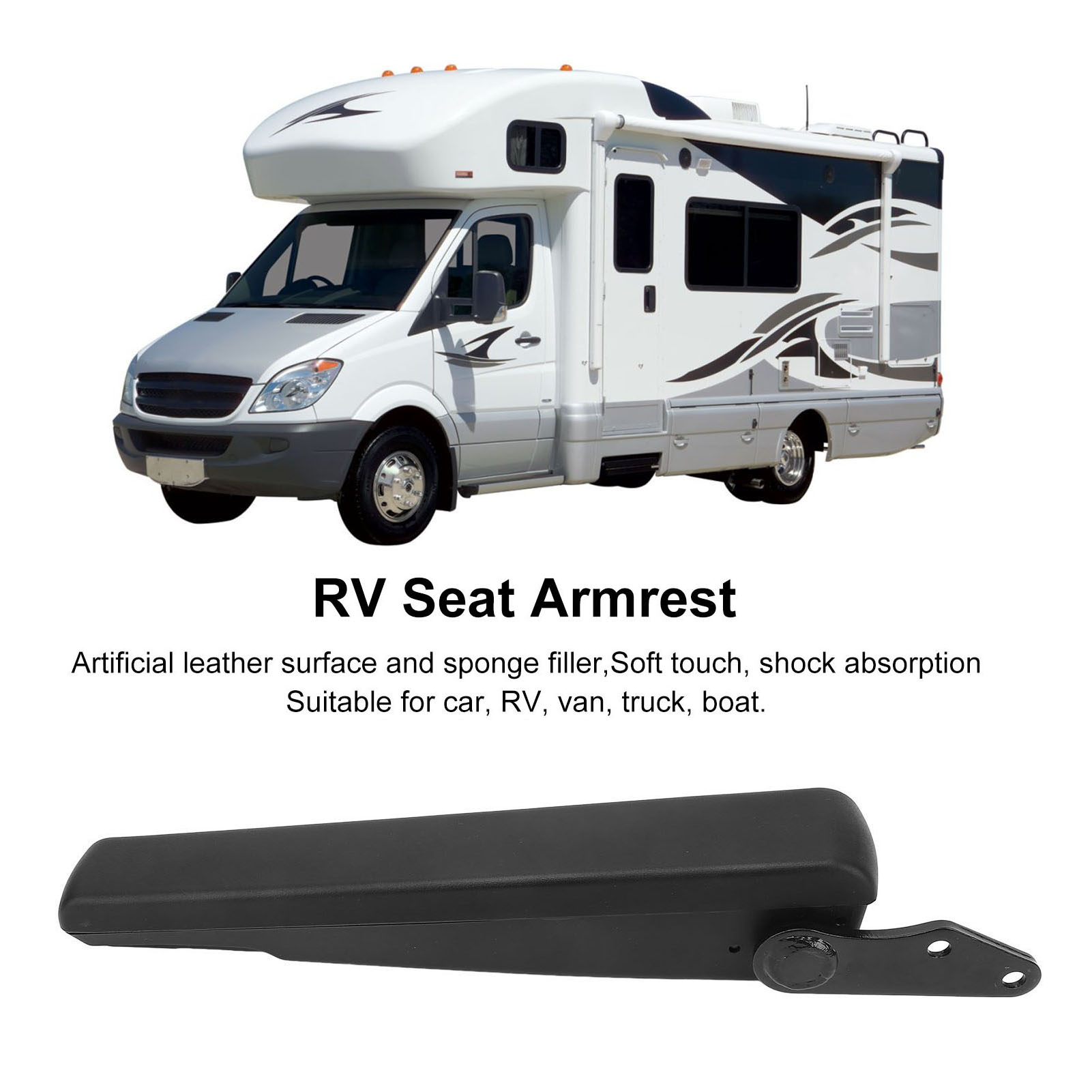 380mm RV Seat Armrest Folding Adjustable Heavy Duty Steel Alloy Hand Rest - Foto 17 di 18