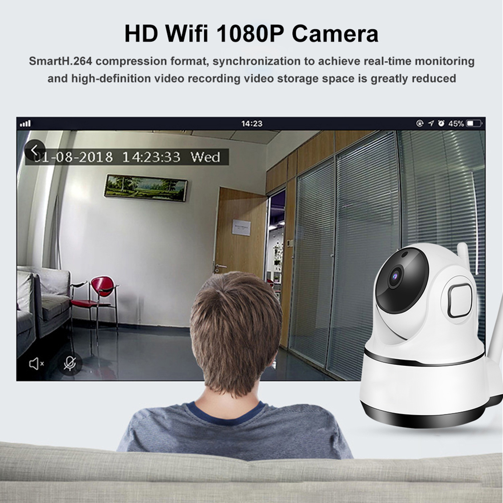 1080P HD Home Security Camera WiFi Camera IR CUT PTZ Baby Monitor Surveillance