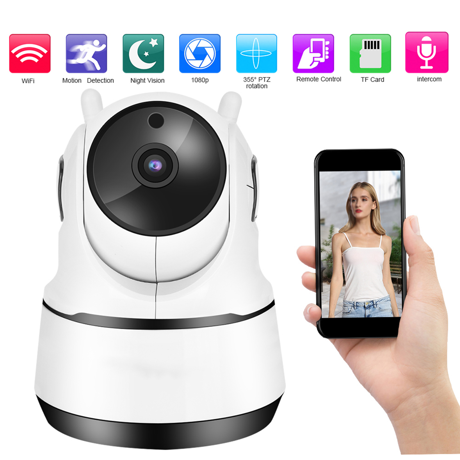 1080P HD Home Security Camera WiFi Camera IR CUT PTZ Baby Monitor Surveillance