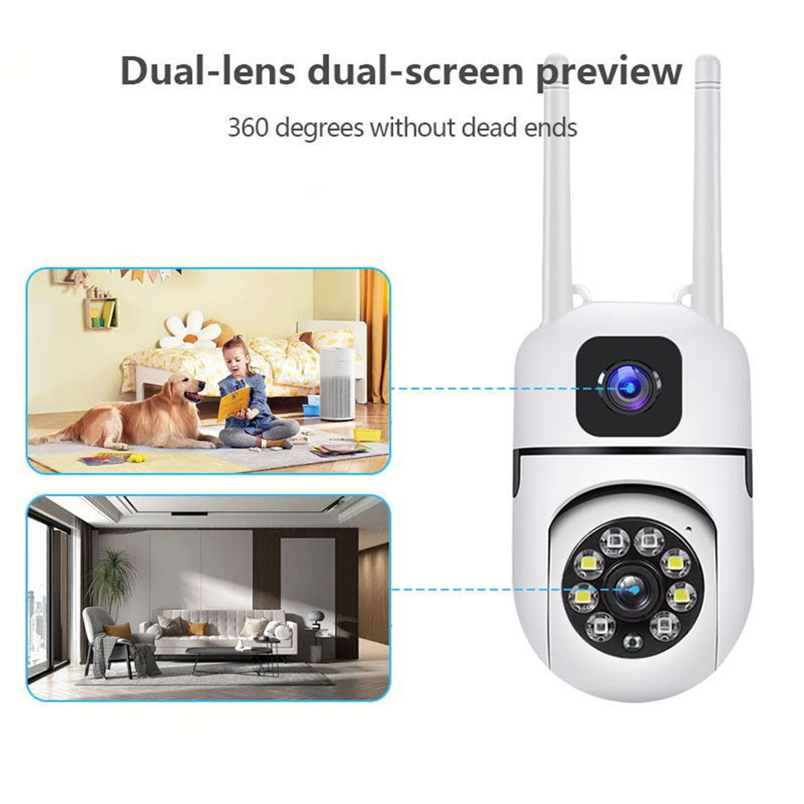 Home Security Camera Dual Lens 2MP Night Motion Detection Rotatable GSY - Picture 15 of 18