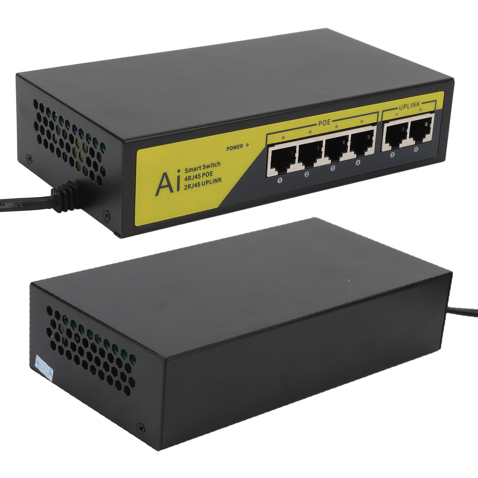 6 Port PoE Switch 4 10/100mbps POE Ports 2 10/100mbps UP Link Ports At 65W Fo FY - Afbeelding 26 van 28