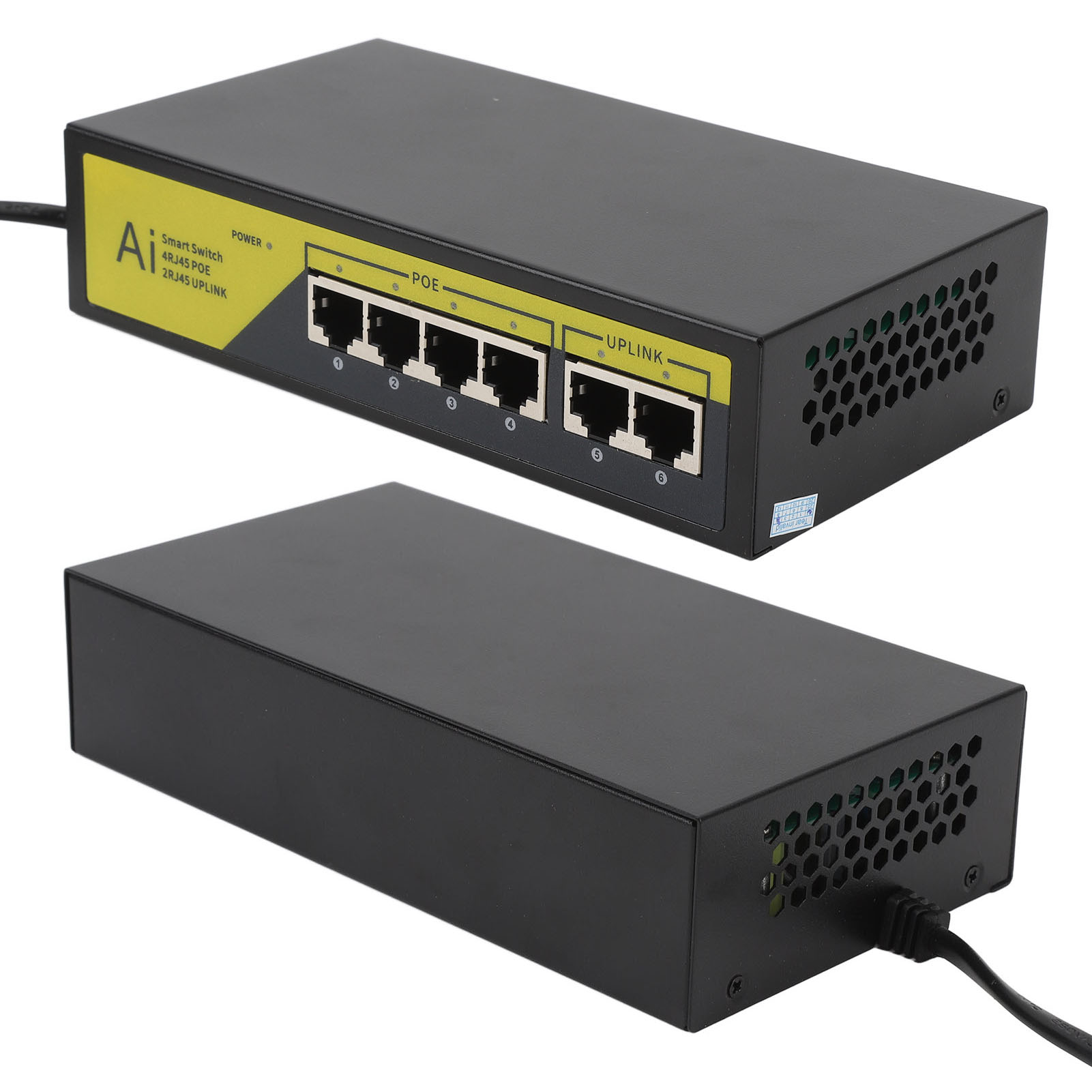 6 Port PoE Switch 4 10/100mbps POE Ports 2 10/100mbps UP Link Ports At 65W Fo FY - Afbeelding 23 van 28